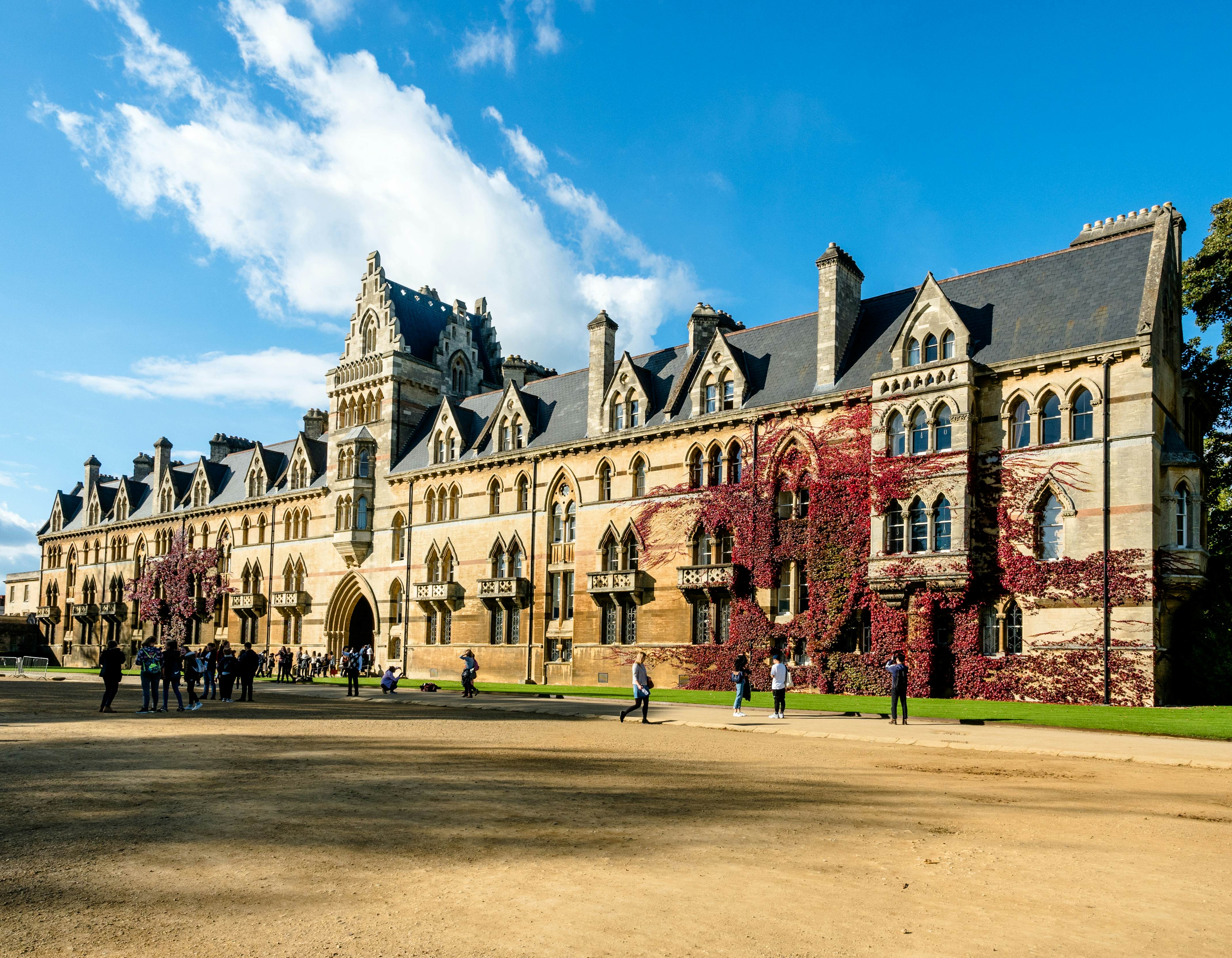 Exterior shot of Christ Church in Oxford in autumn