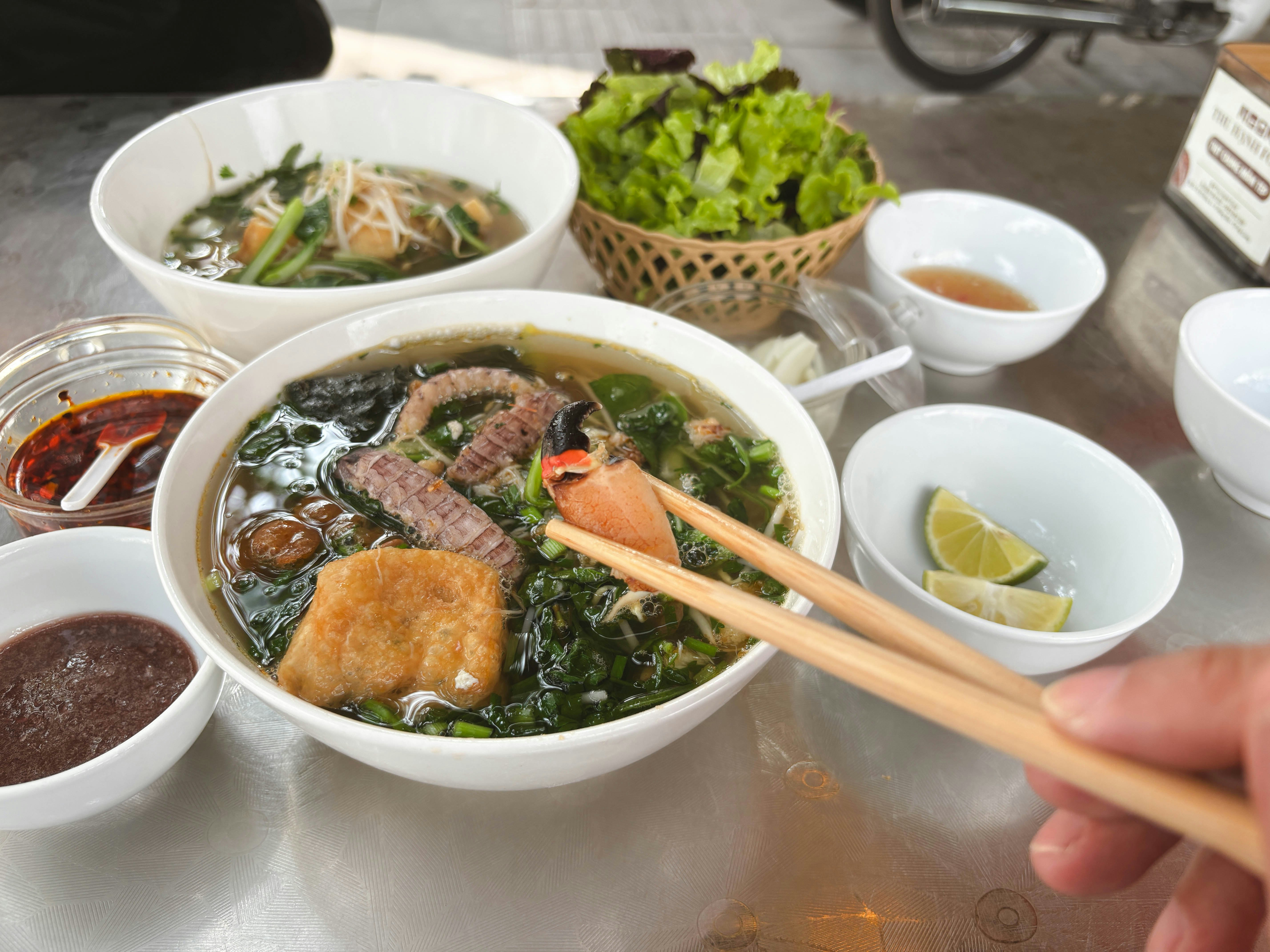 A bowl of bun cu ky (stone crab noodle soup) in Halong City, Vietnam.