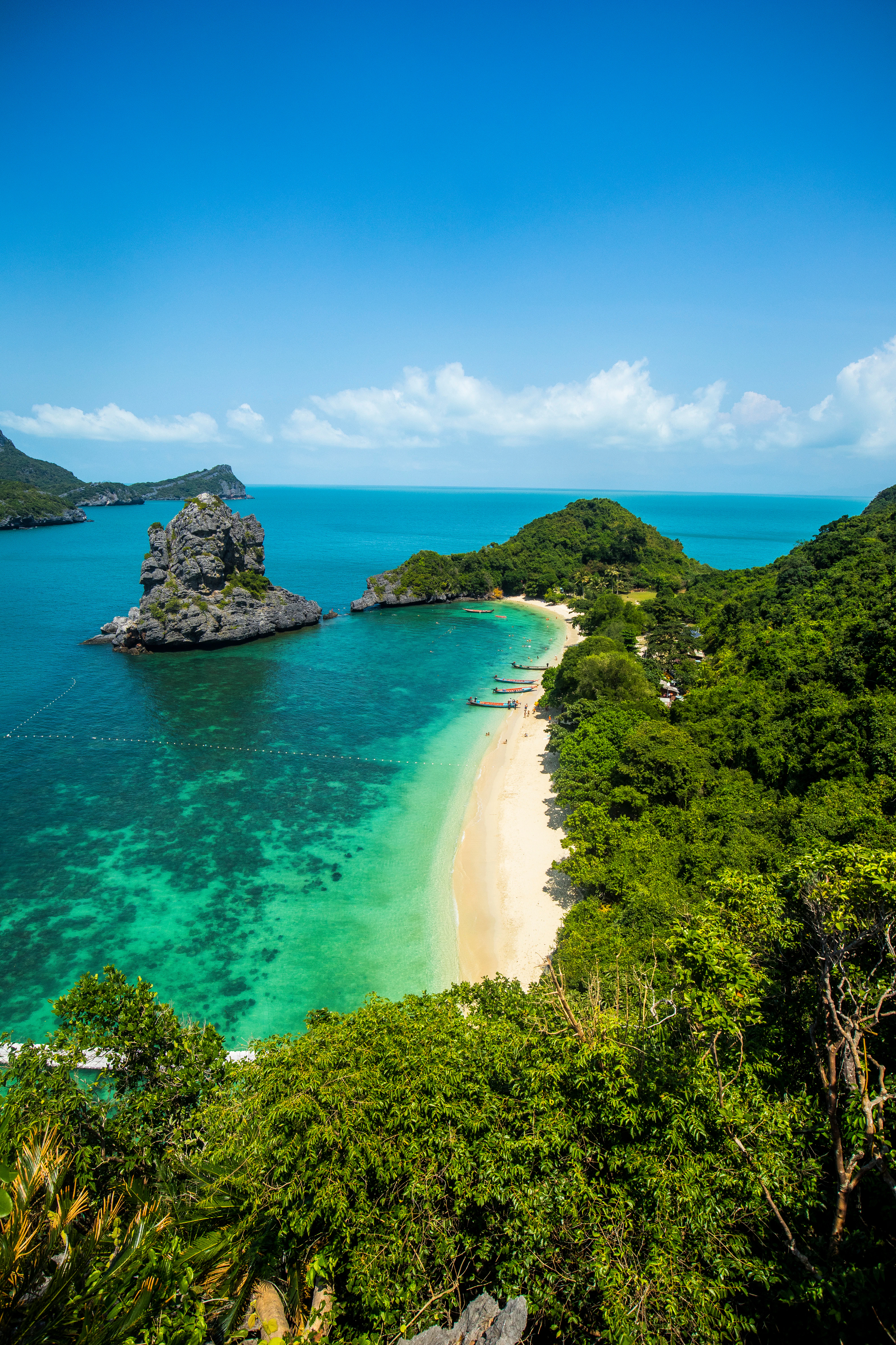 The beach and coastline along National Marine Park, Ko Samui, Thailand.
