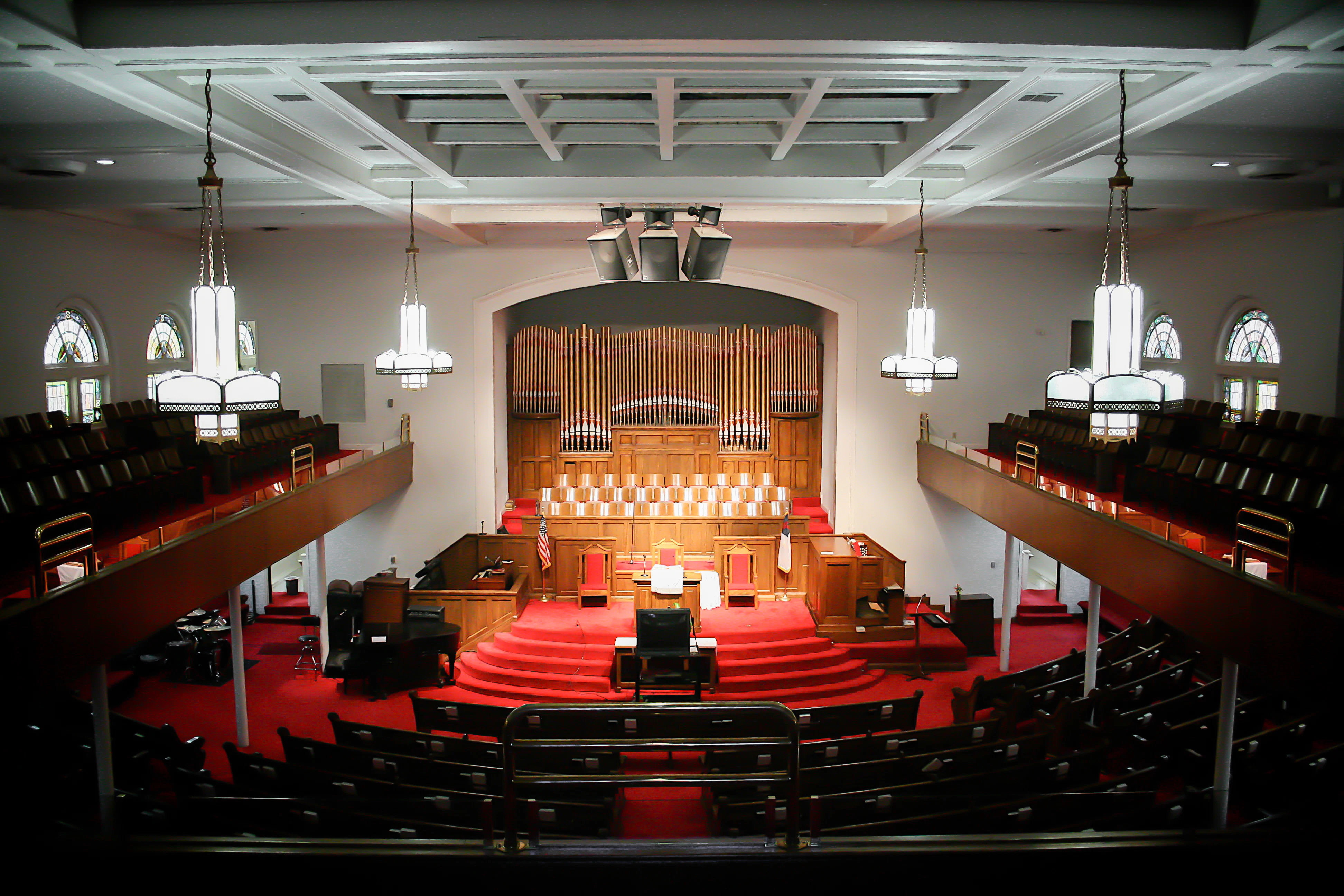 Interior view of the 16th Street Baptist Church located in the civil rights district of Birmingham, Alabama.