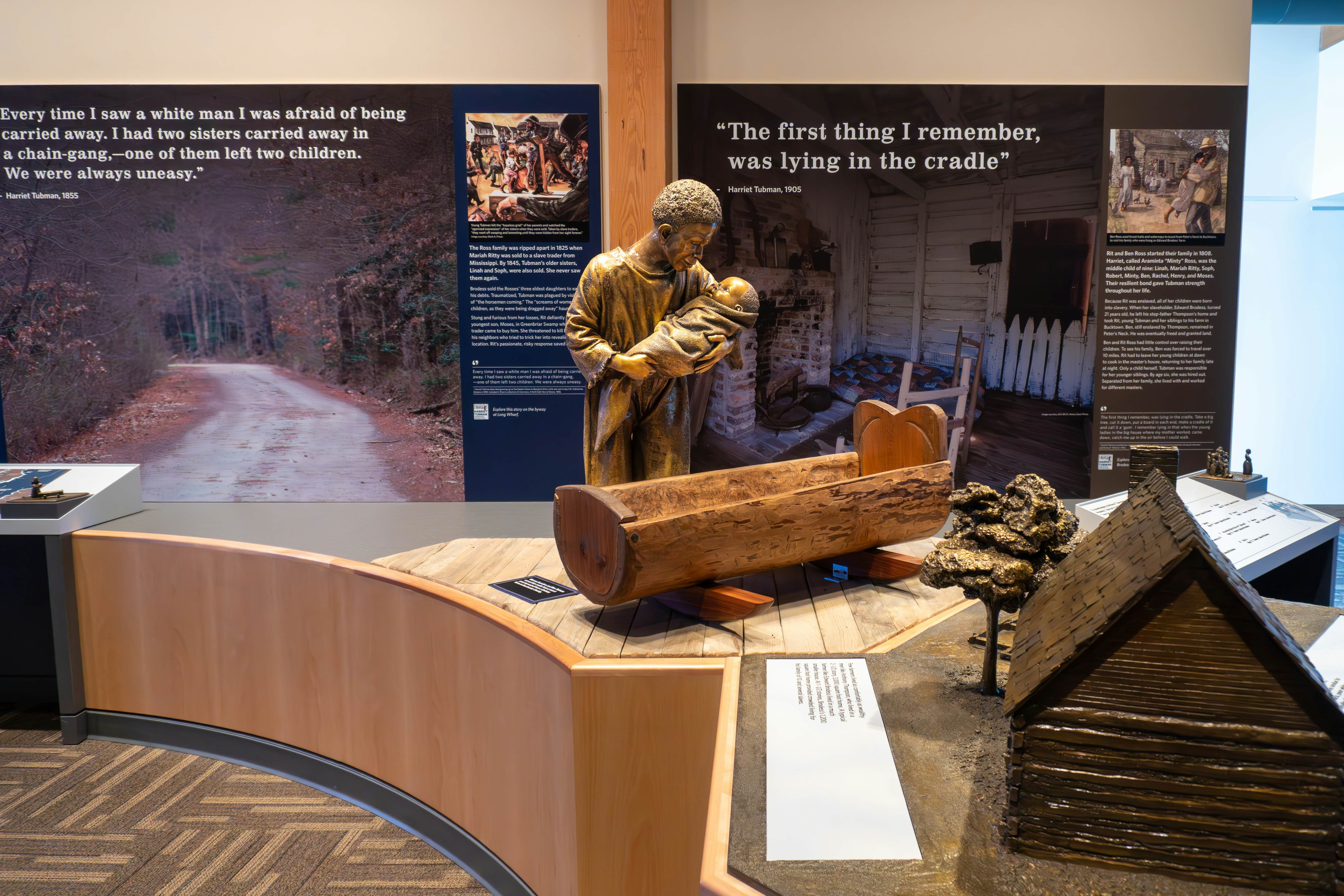 Harriet Tubman Underground Railroad National Historical Park and State Park. Interpretive display about young, enslaved Tubman.