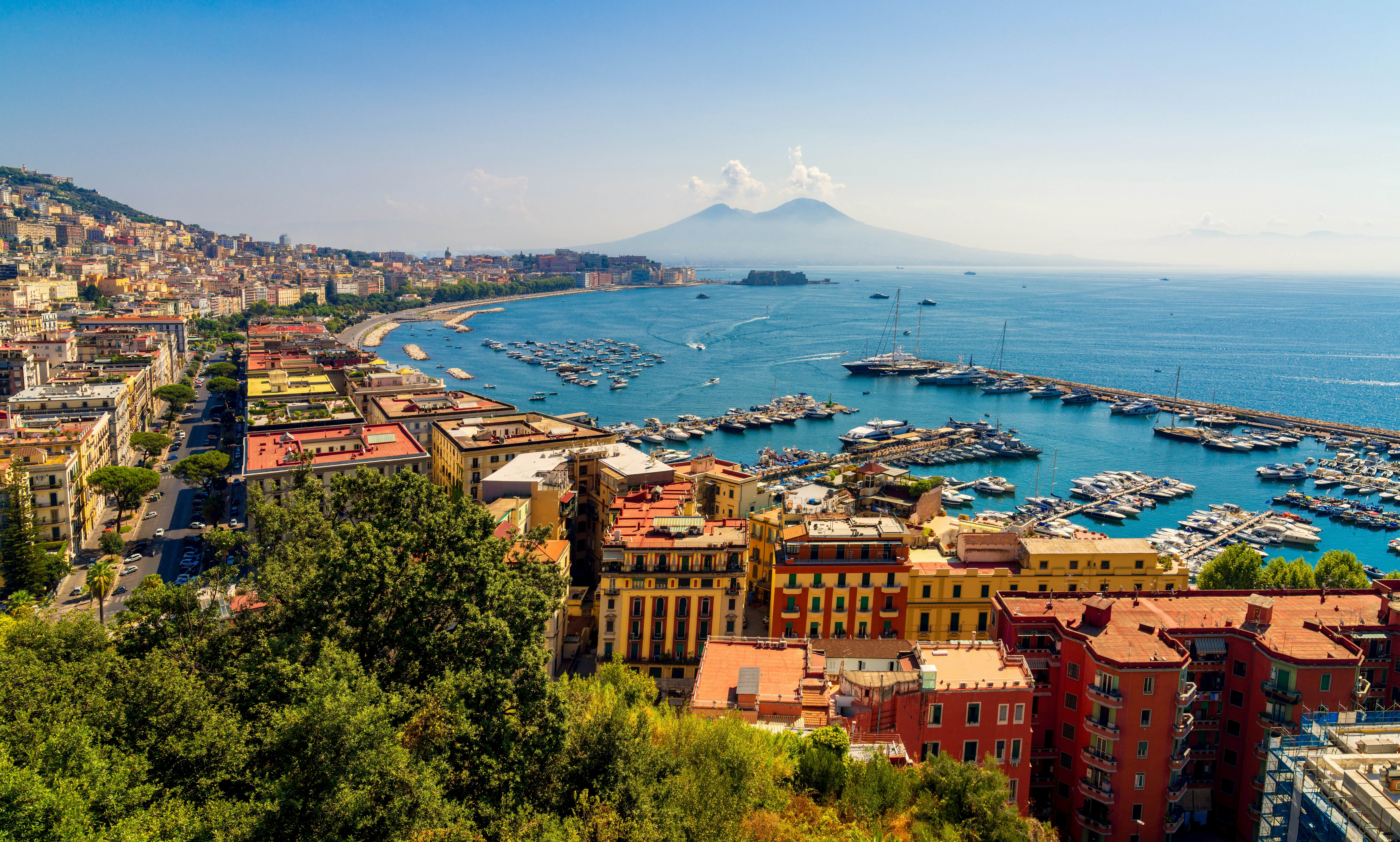 Panoramic view over Naples and harbour with Mount Vesuvius in Naples, Italy.; Shutterstock ID 2600080783; purchase_order:65050 - Digital Destinations and Articles; job:Online editorial; client:Naples things to know; other:Claire Naylor
2600080783
