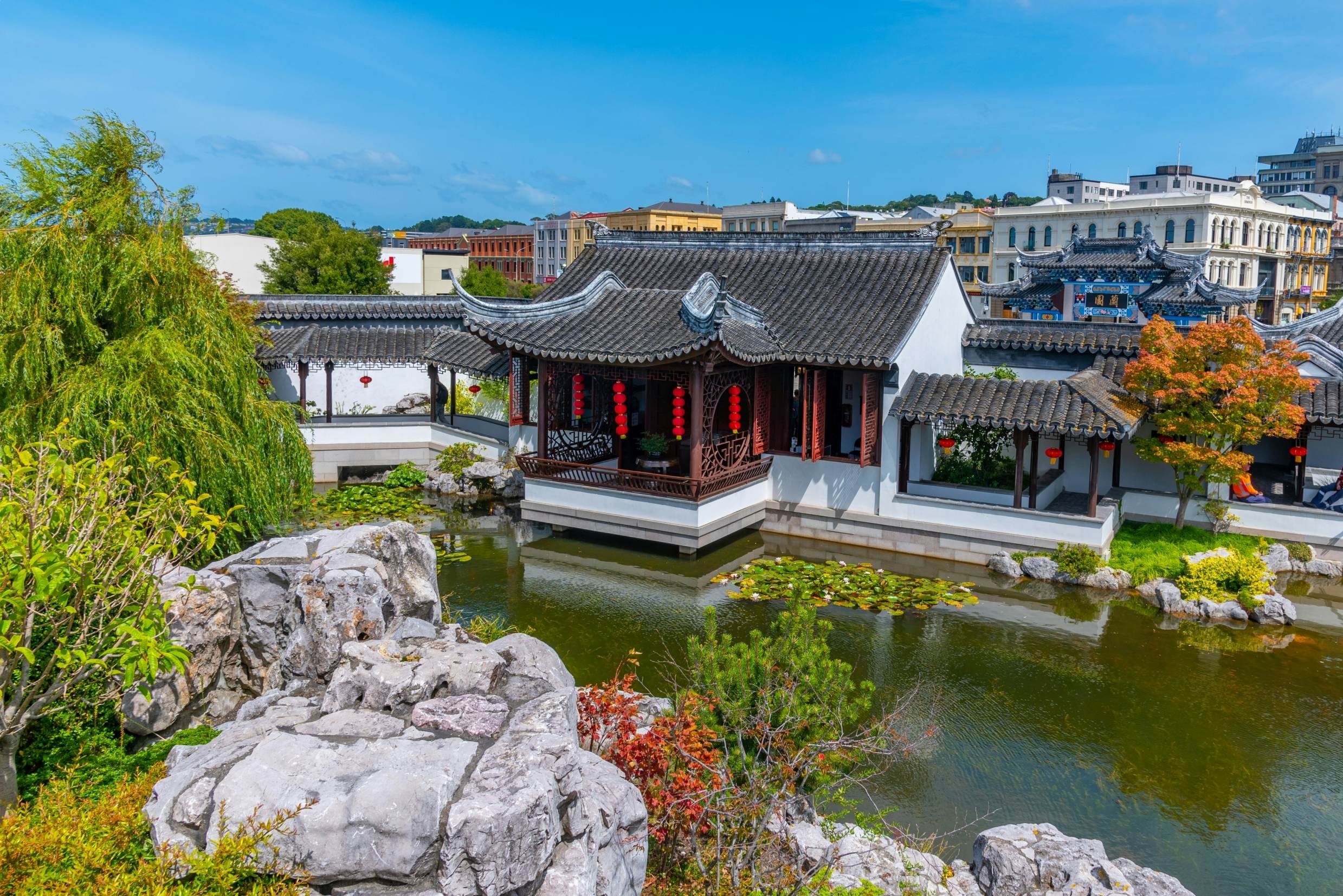 DUNEDIN, NEW ZEALAND, JANUARY 31, 2020: Lan Yuan Chinese garden in Dunedin, New Zealand, License Type: media, Download Time: 2026-07-01T16:19:45.000Z, User: rhylton_redventures, Editorial: true, purchase_order: 65050 - Digital Destinations and Articles, job: Lonely Planet, client: wip, other: Rhianydd Hylton