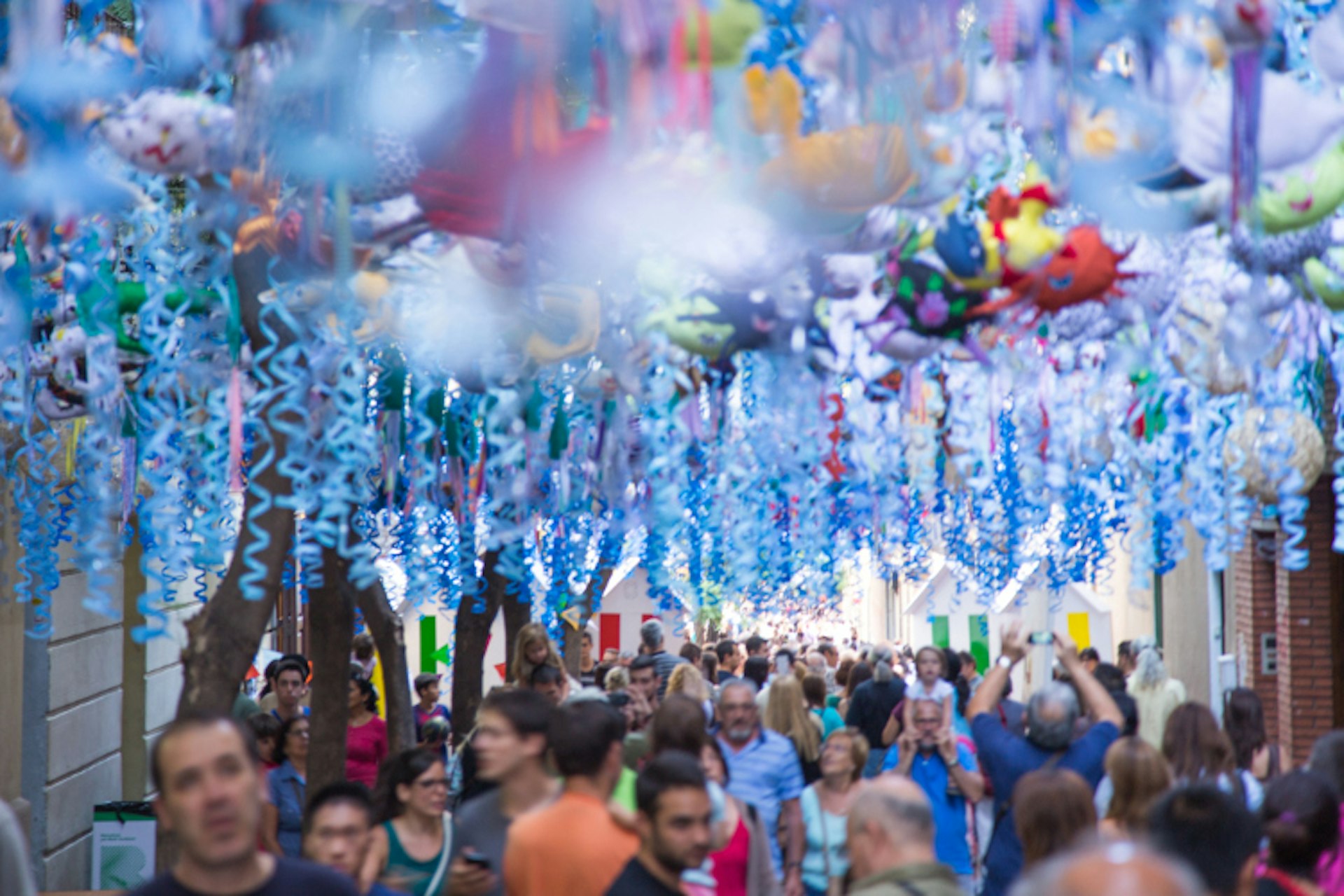 Decorated streets during the Gràcia festival. Image by Artur Debat / Getty images
