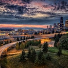 The Seattle skyline at sunset. Image by Michael Riffle / Moment Select / Getty