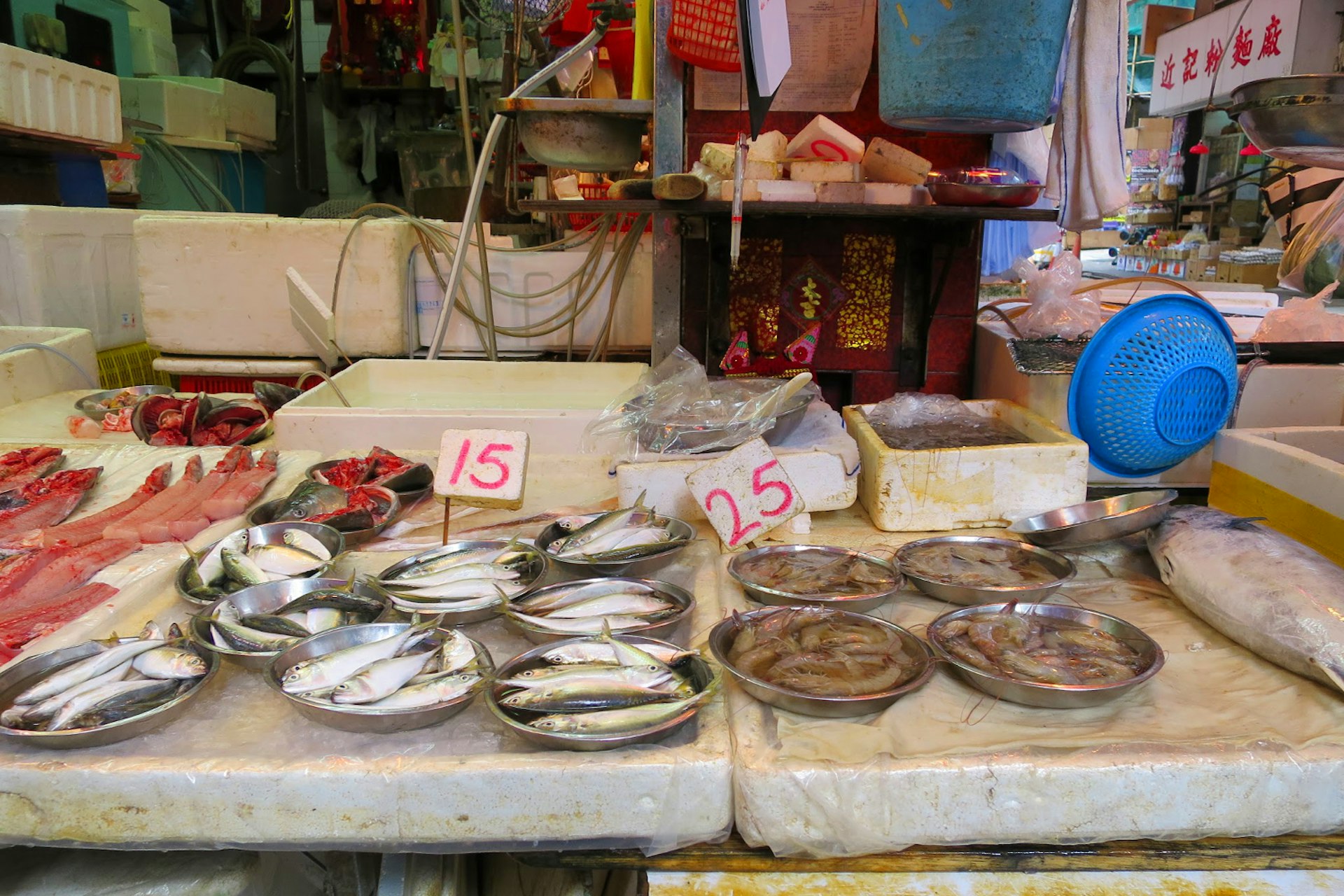Seafood for sale at a wet market in Central. Image by Megan Eaves / Lonely Planet