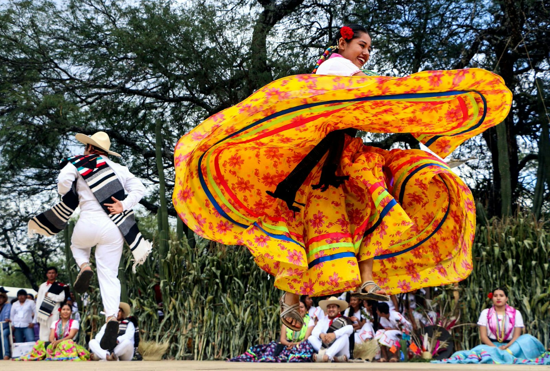 Regional dancers perform at the Guelaguetza festival in Zaachila, Oaxaca, Mexico