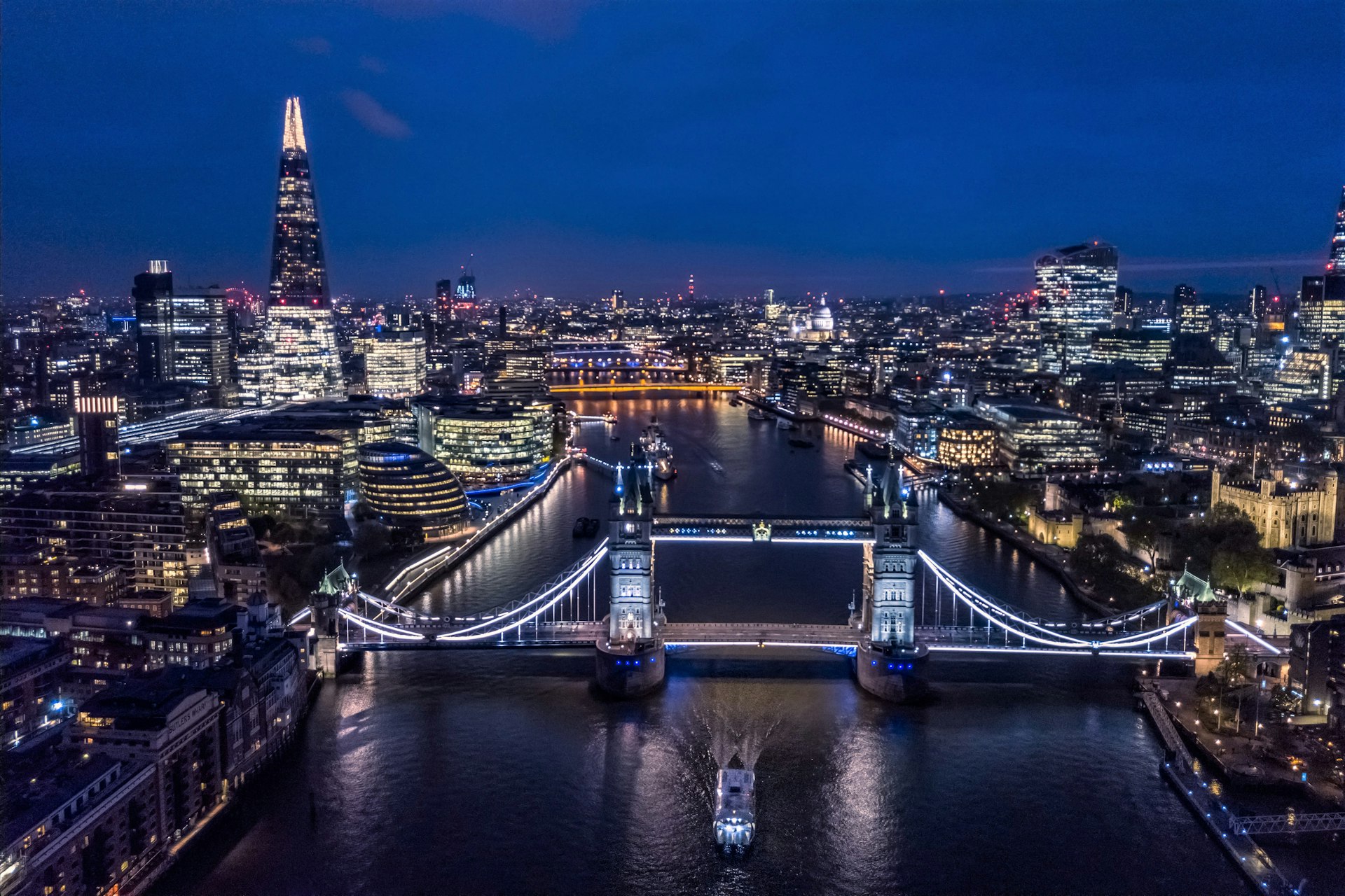 View of Tower Bridge and London