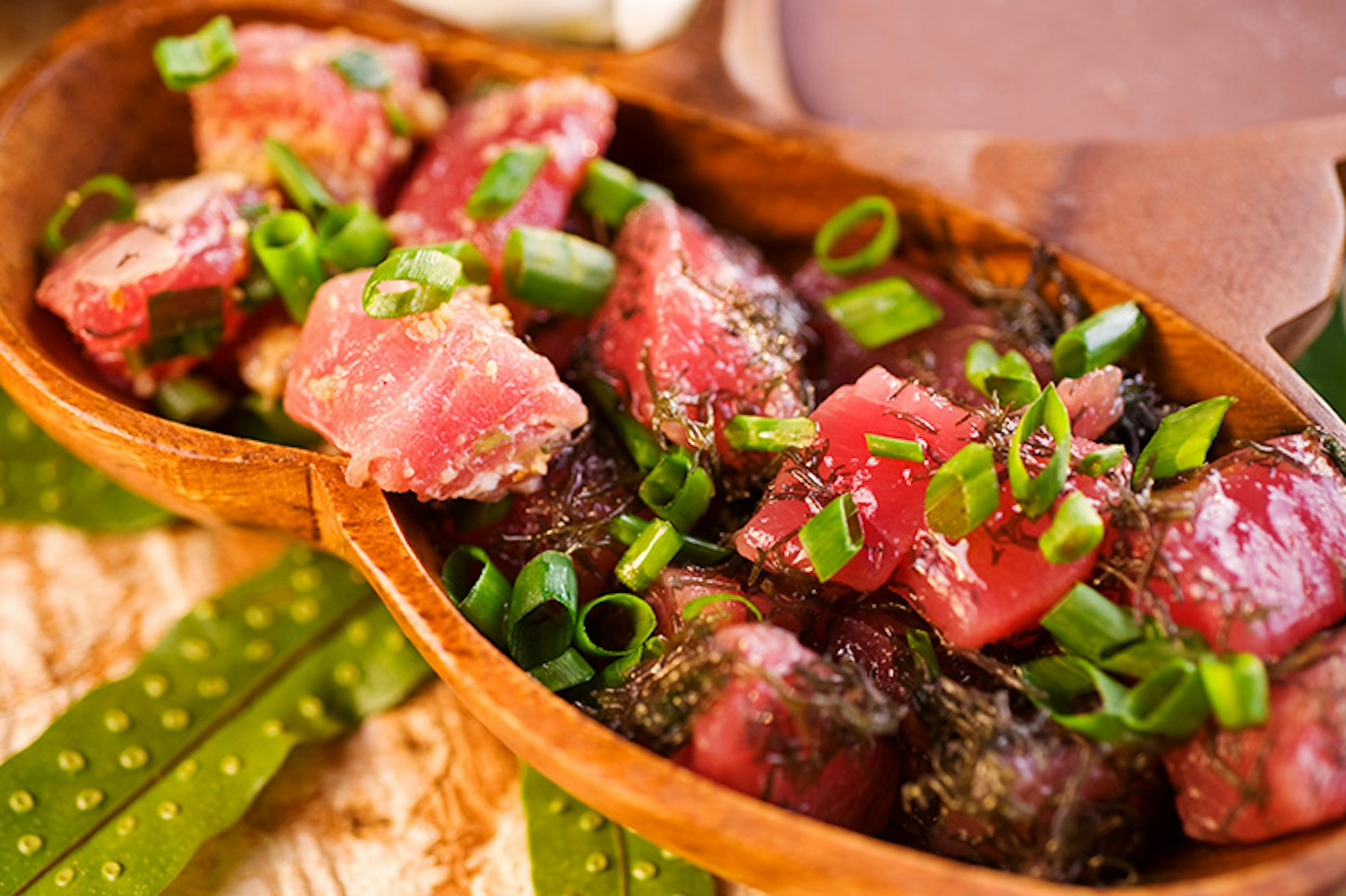 Poke with macadamia nuts and seaweed. Image by Ann Cecil/Getty Images.