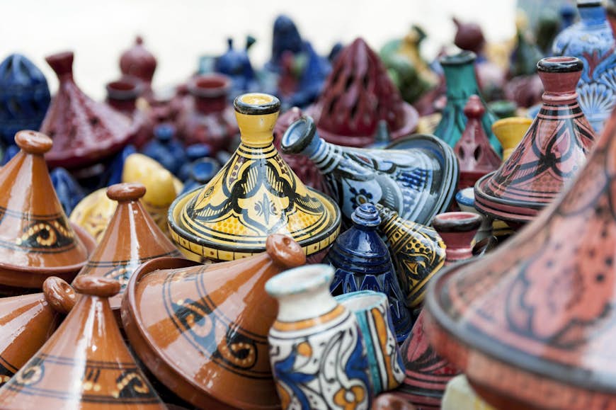 Tajines for sale in Chefchaouen. Image by pepmiba / Getty Images
