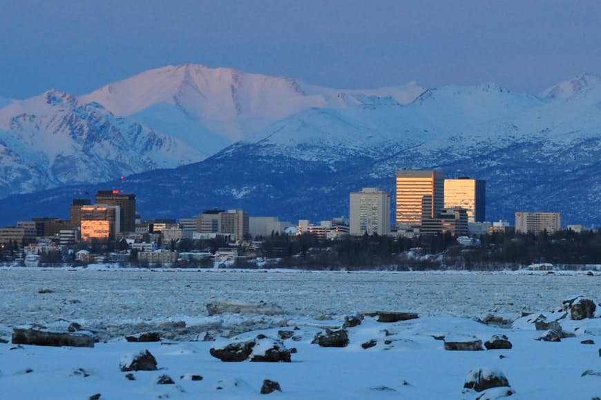 Snowy Anchorage glowing in the half-light. Image by Paxson Woelber / CC BY 2.0