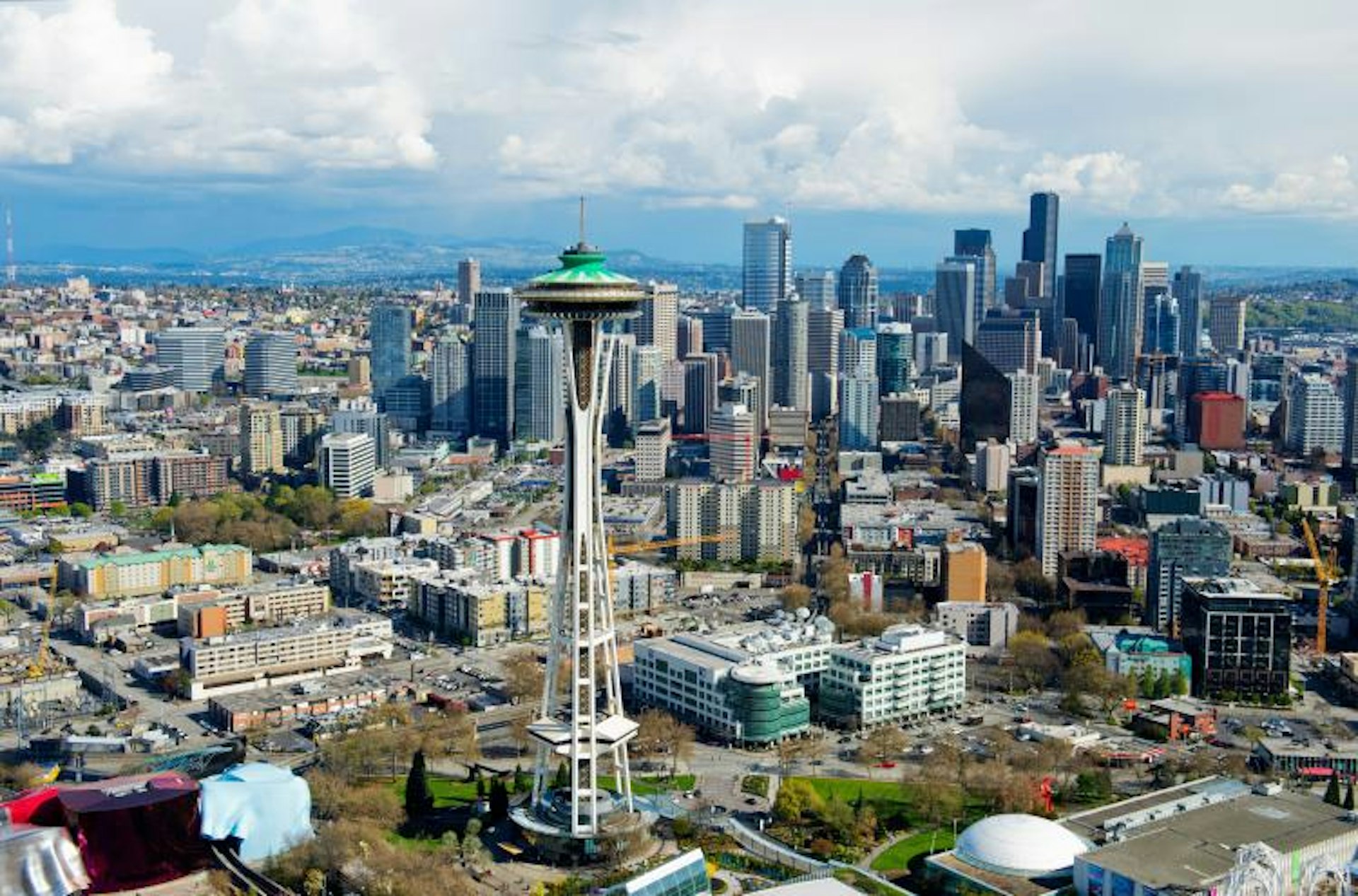 Aerial view over Seattle's urban jungle. Image by Peter Saloutos / Image Source / Getty Images.