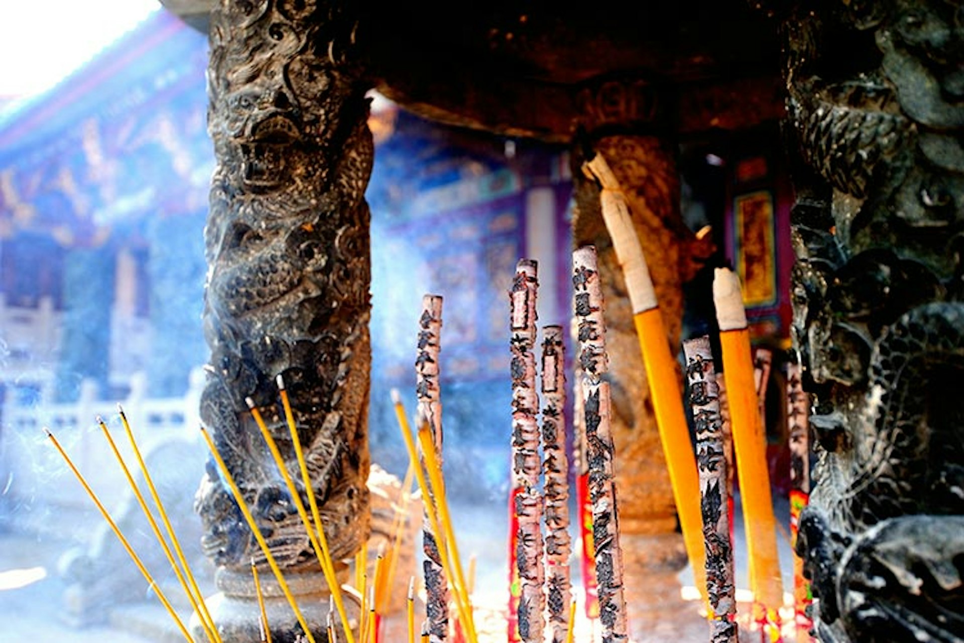 Incense burning at a temple in Macau. Image by curbird / Moment Open / Getty Images.