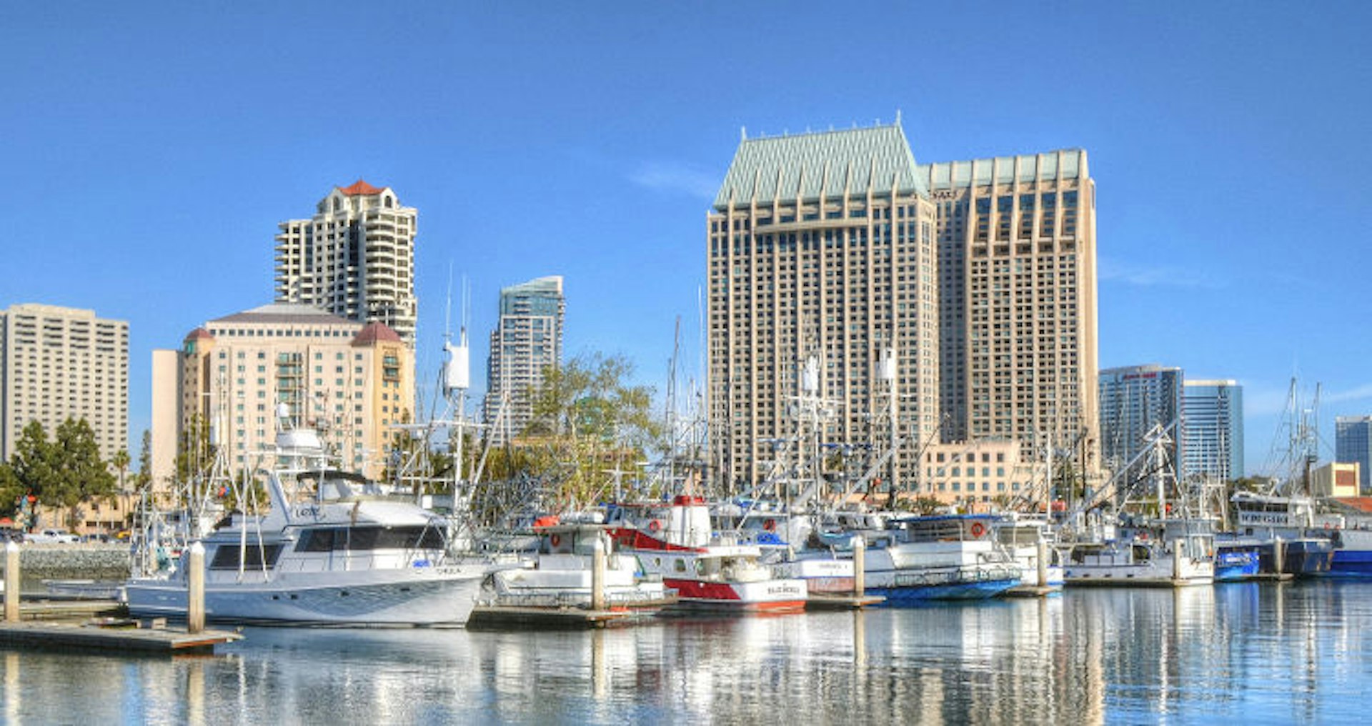 Boats harbored in San Diego Marina. Image by B Garrett / CC BY 2.0