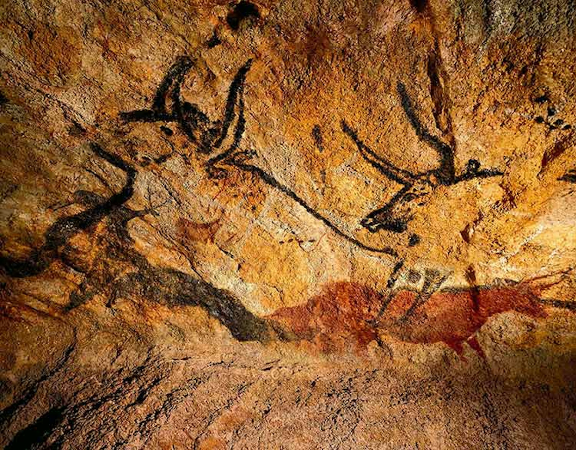 Reconstruction of the prehistoric Lascaux cave paintings. Image by DEA / G. DAGLI ORTI / Getty Images
