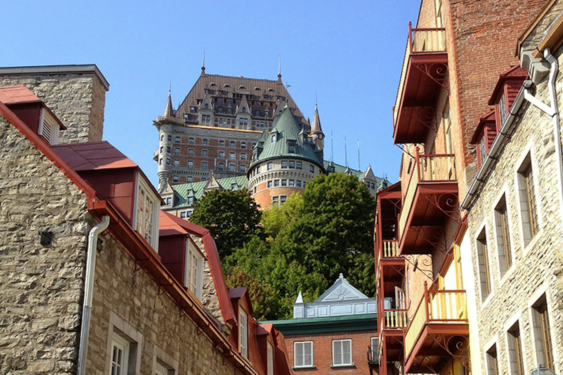 View of Le Château Frontenac from the Old Lower Town. Image by Tim Richards / Lonely Planet