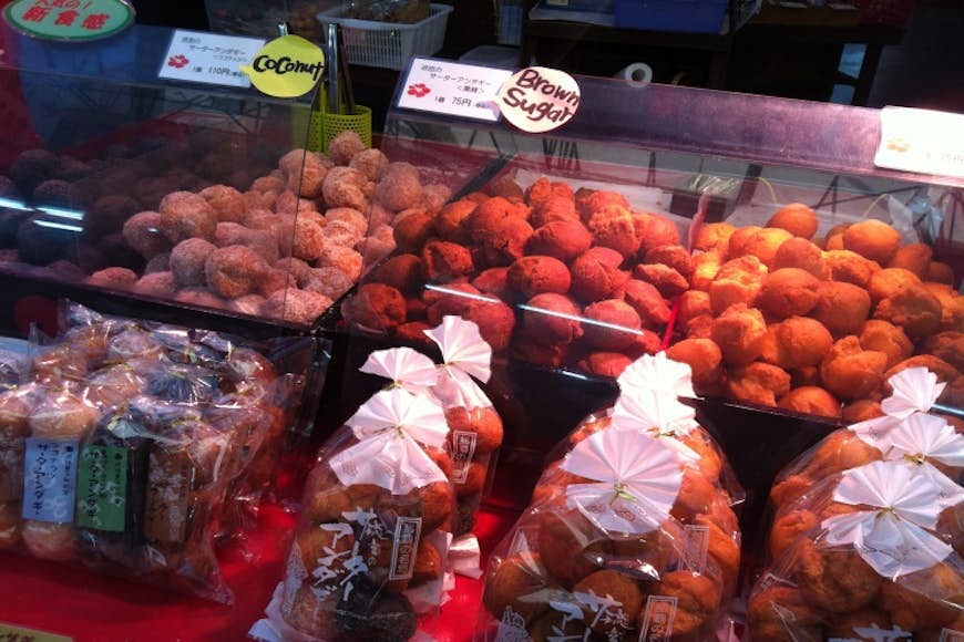 Okinawan doughnuts for sale in different flavours