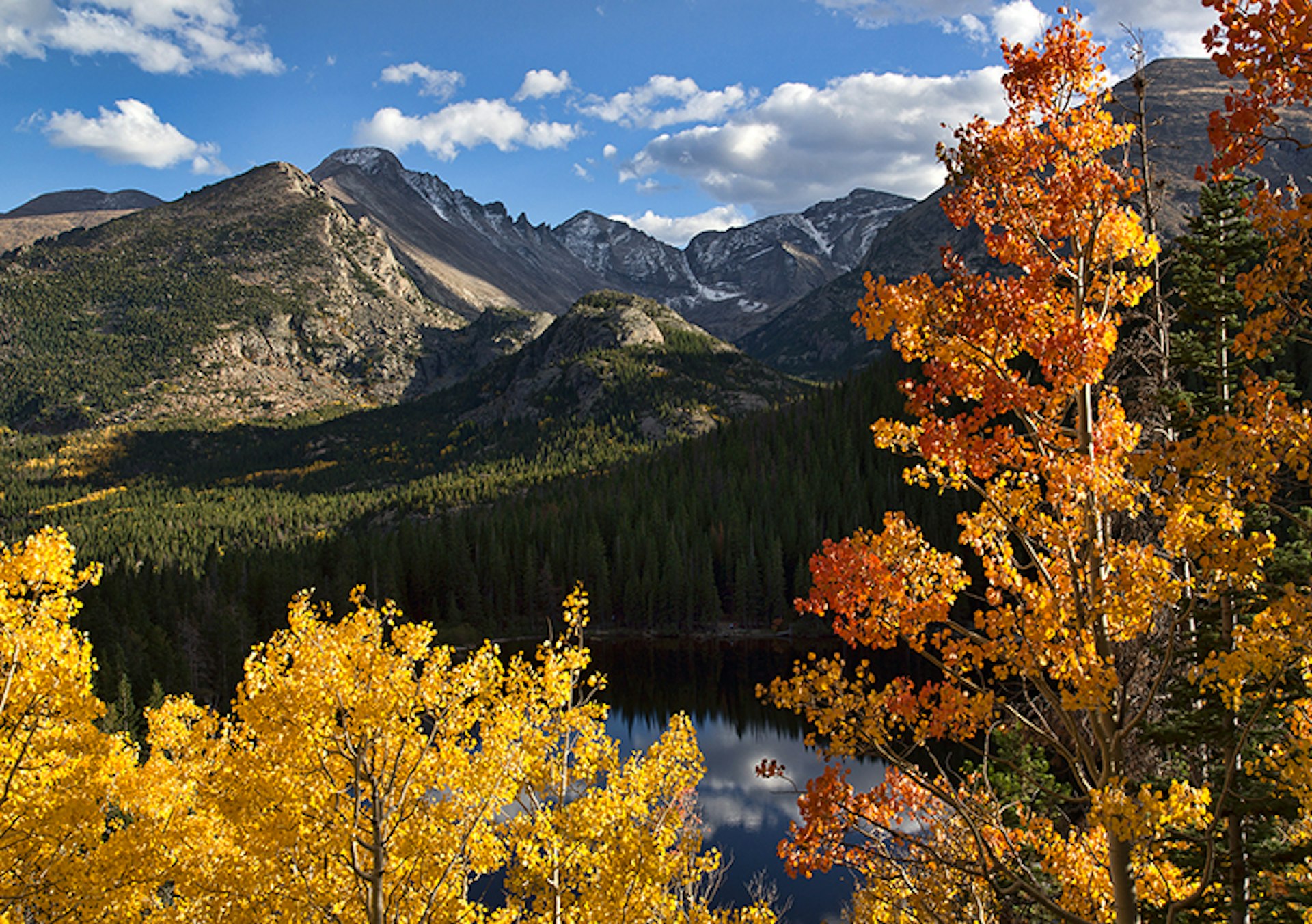 Although temperatures can vary in the autumn, the seasonal views of Rocky Mountain National Park are spectacular. Image by Steven Bratman / CC BY 2.0