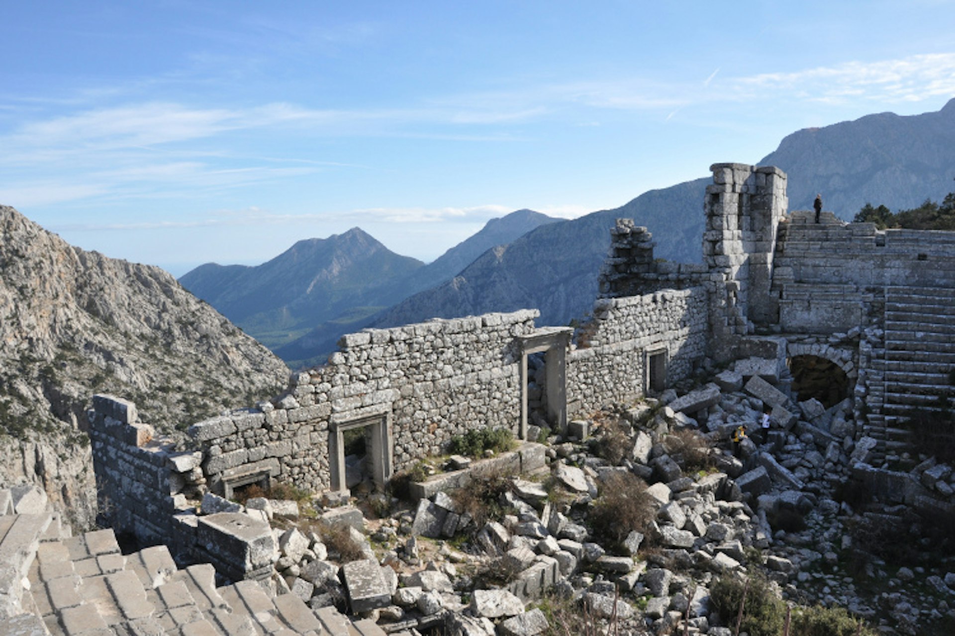 The amphitheatre at https://www.lonelyplanet.com/turkey/attractions/termessos/a/poi-sig/1250001/1319738. Image by Rick Cox / CC by-SA 2.0