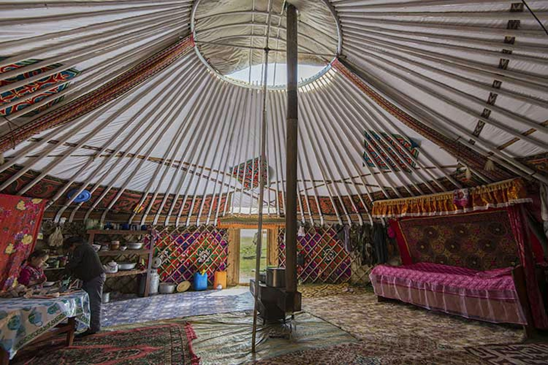 Inside a typical Kazakh family ger. Image by David Baxendale / Lonely Planet