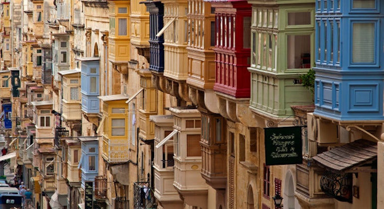 Multicoloured Maltese balconies.