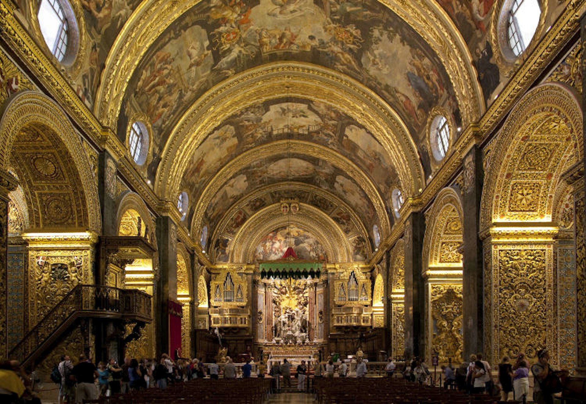 The dazzling interior of St John's Co-Cathedral. 