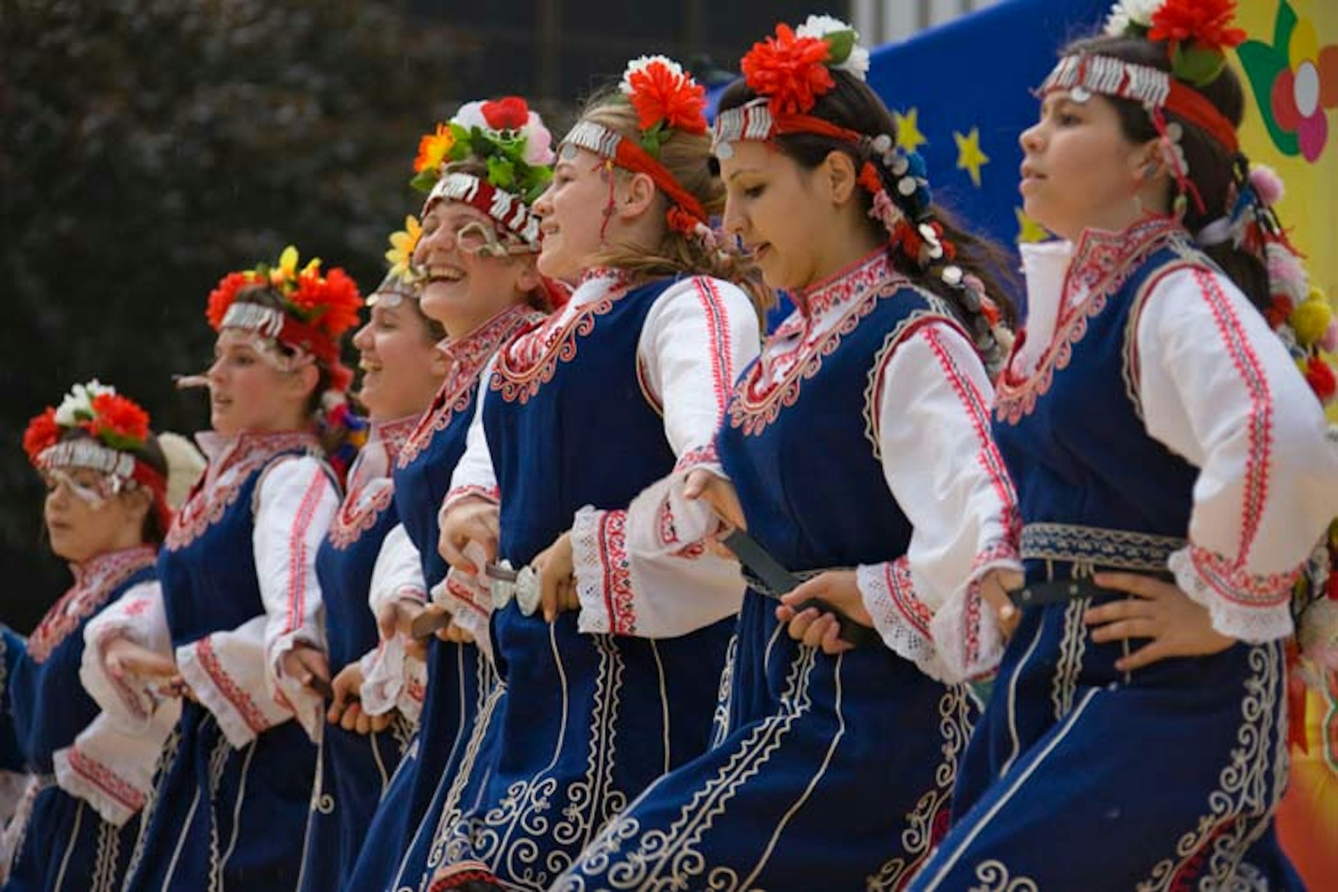 Traditional Bulgarian folk dancing is a riot of colour, costumes and fancy footwork. Image by Keren Su / Lonely Planet Images / Getty Images
