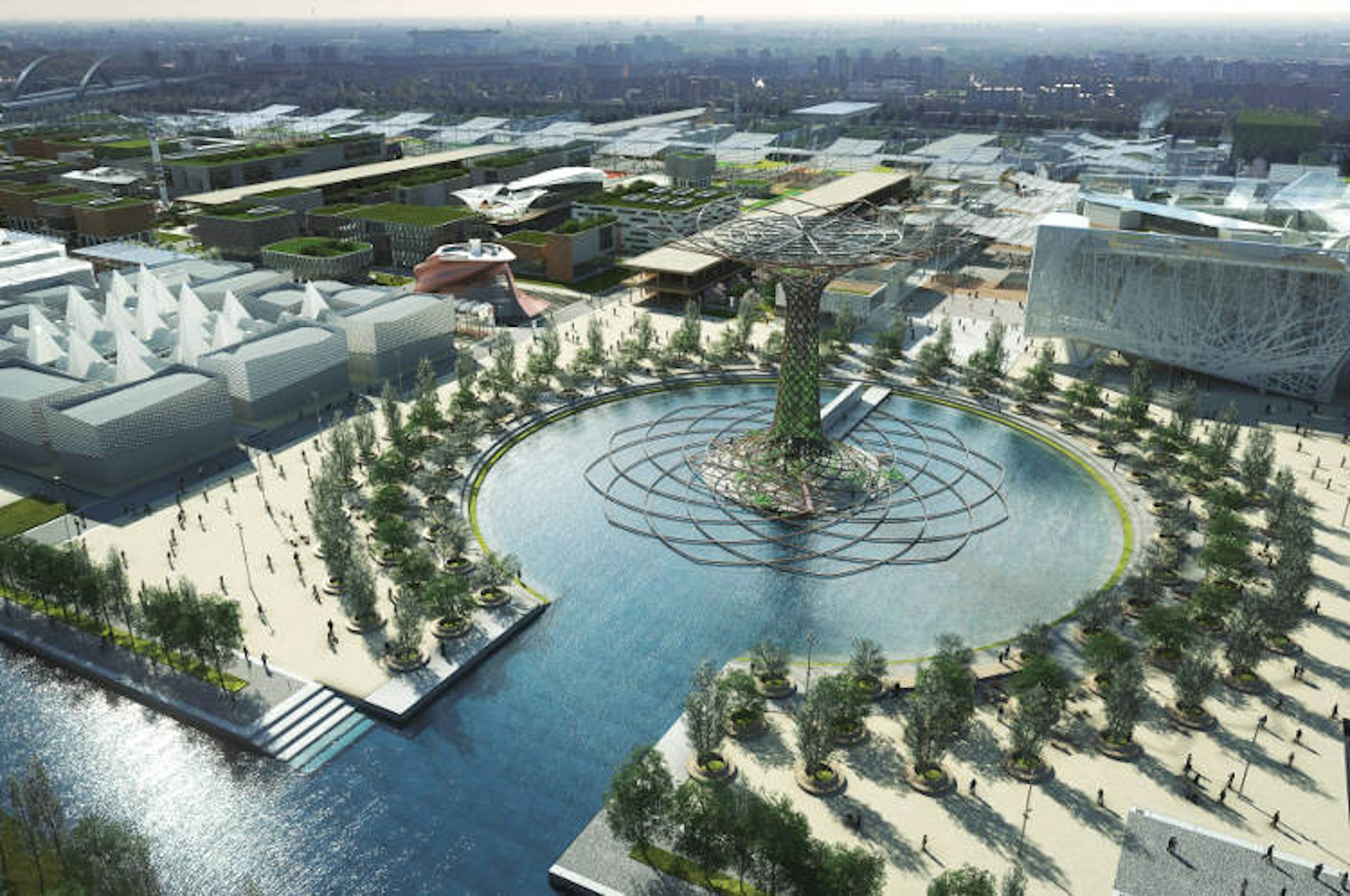 Artist's interpretation of how Expo 2015's Lake Arena will appear.