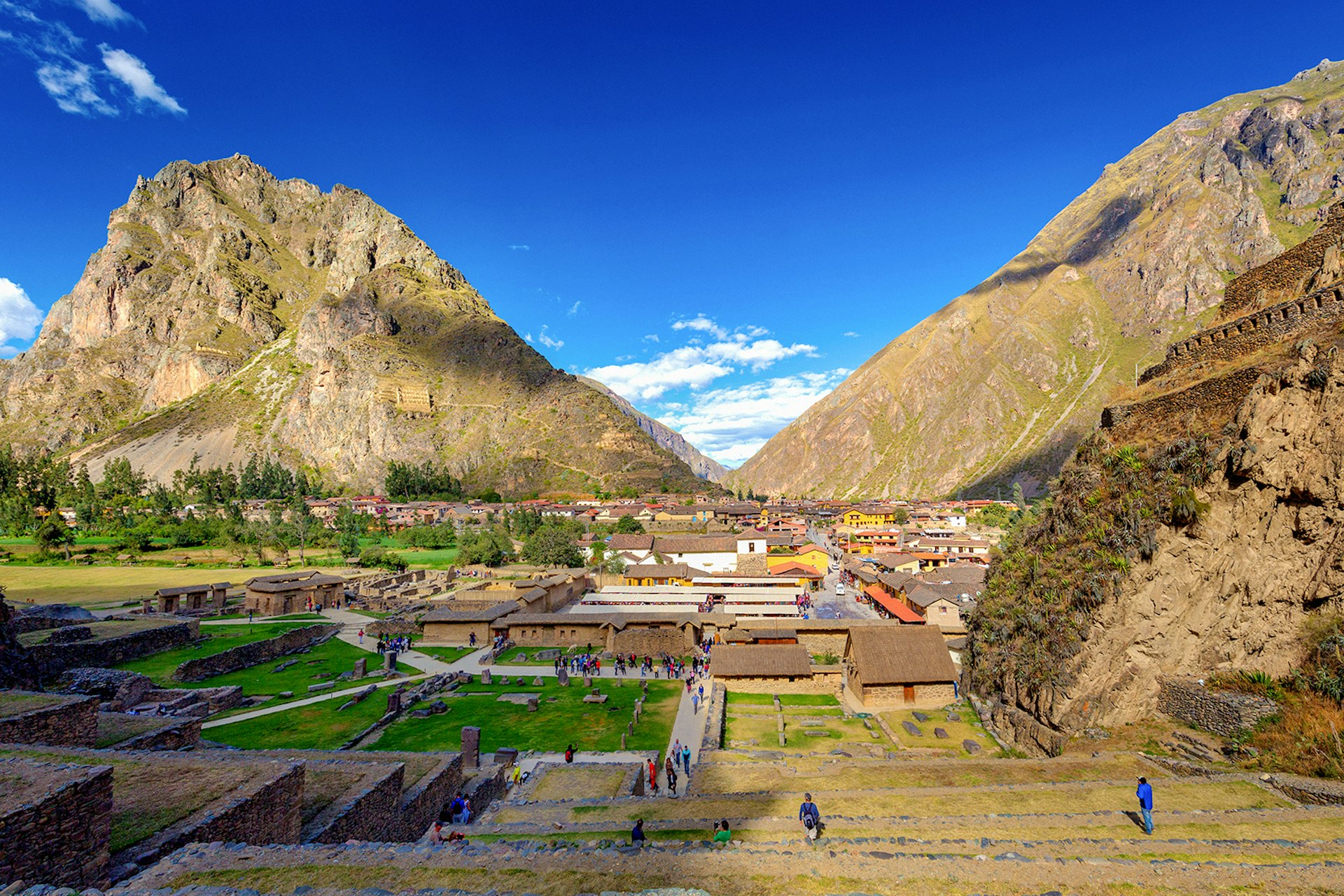 An aerial view of the terraces at Ollantaytambo © Anna Gorin / Getty Images