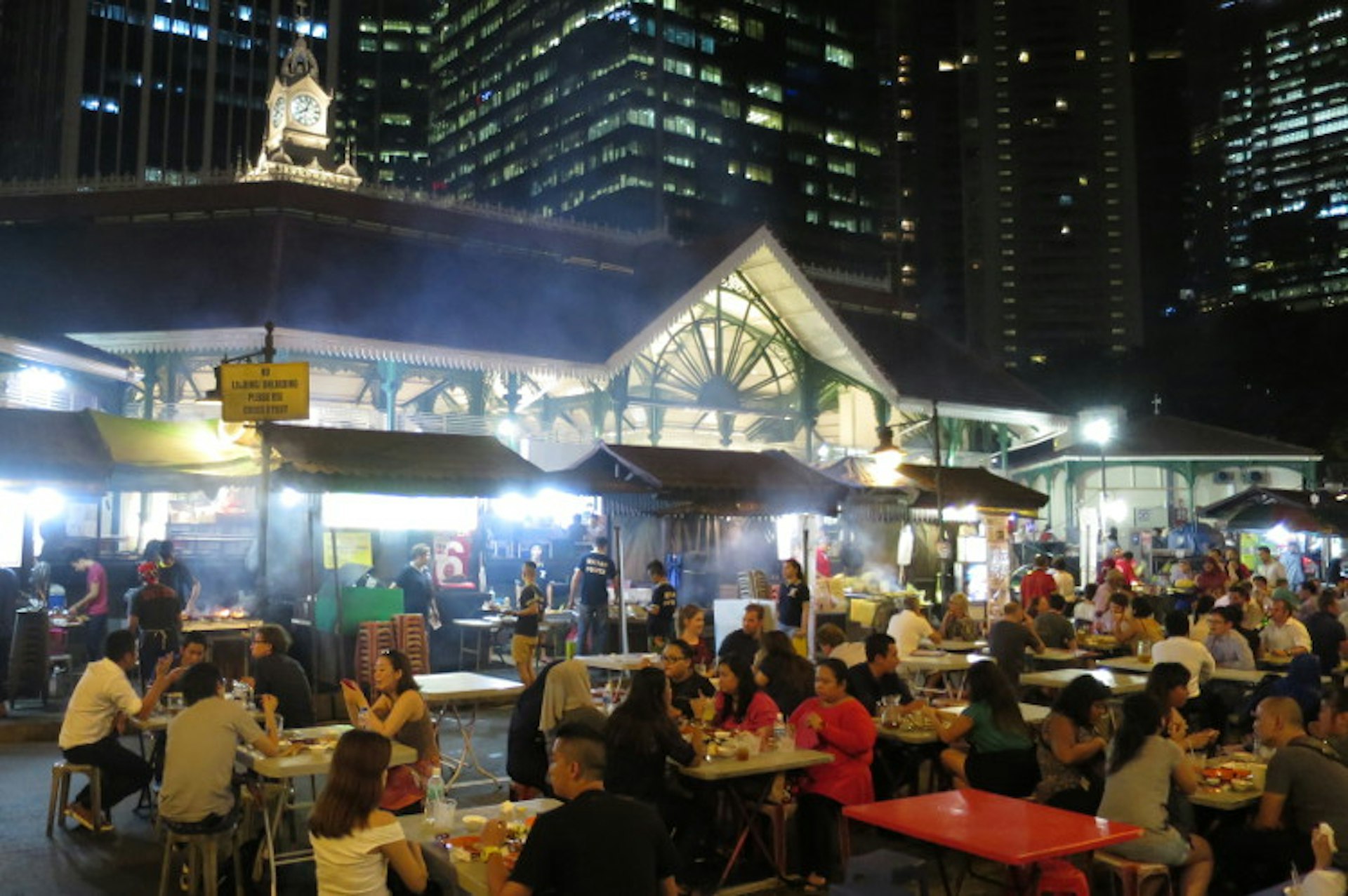 Satay stalls outside Lau Pa Sat, Singapore. Image by Sarah Reid