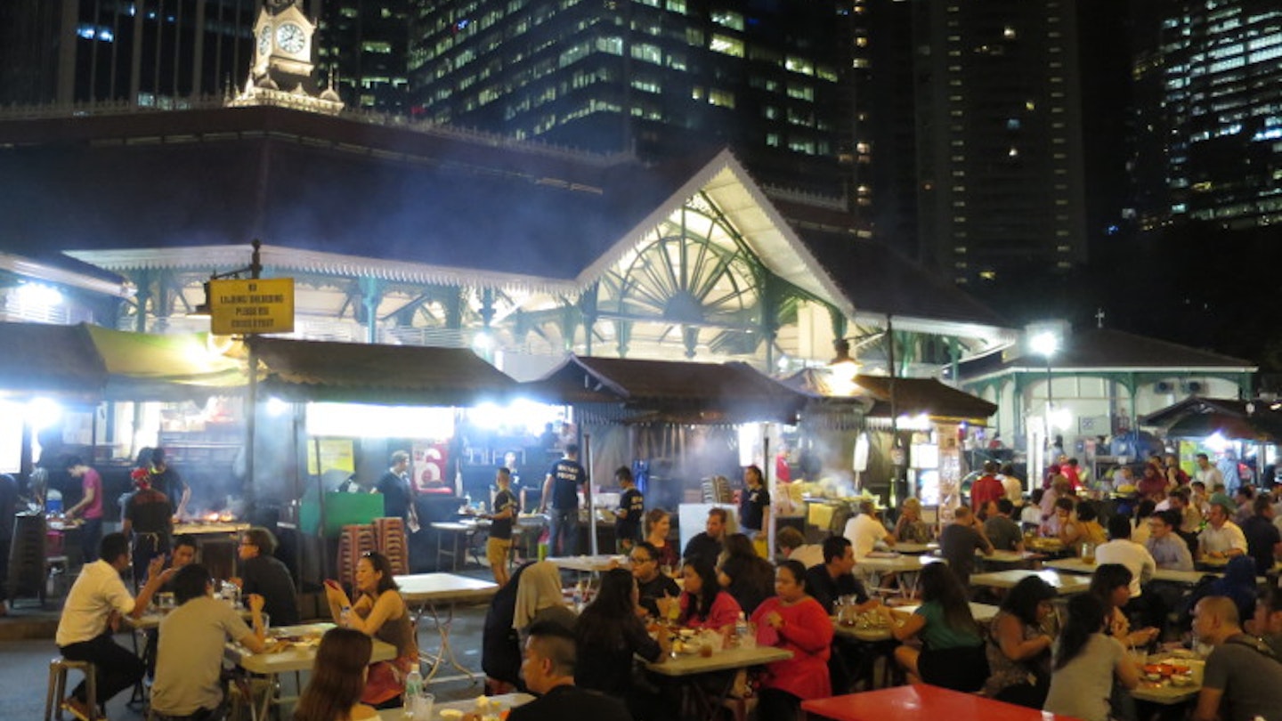 Satay stalls outside Lau Pa Sat, Singapore. Image by Sarah Reid