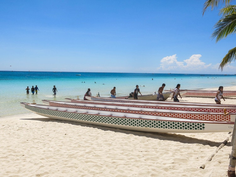 Canoes on White Beach, Boracay