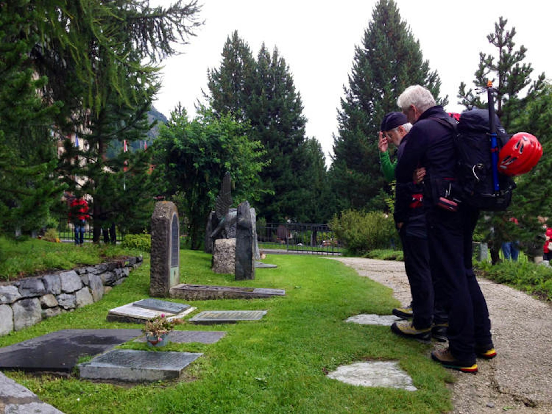 Gravestones of those who have died on Zermatt's mountains, Zermatt cemetery.