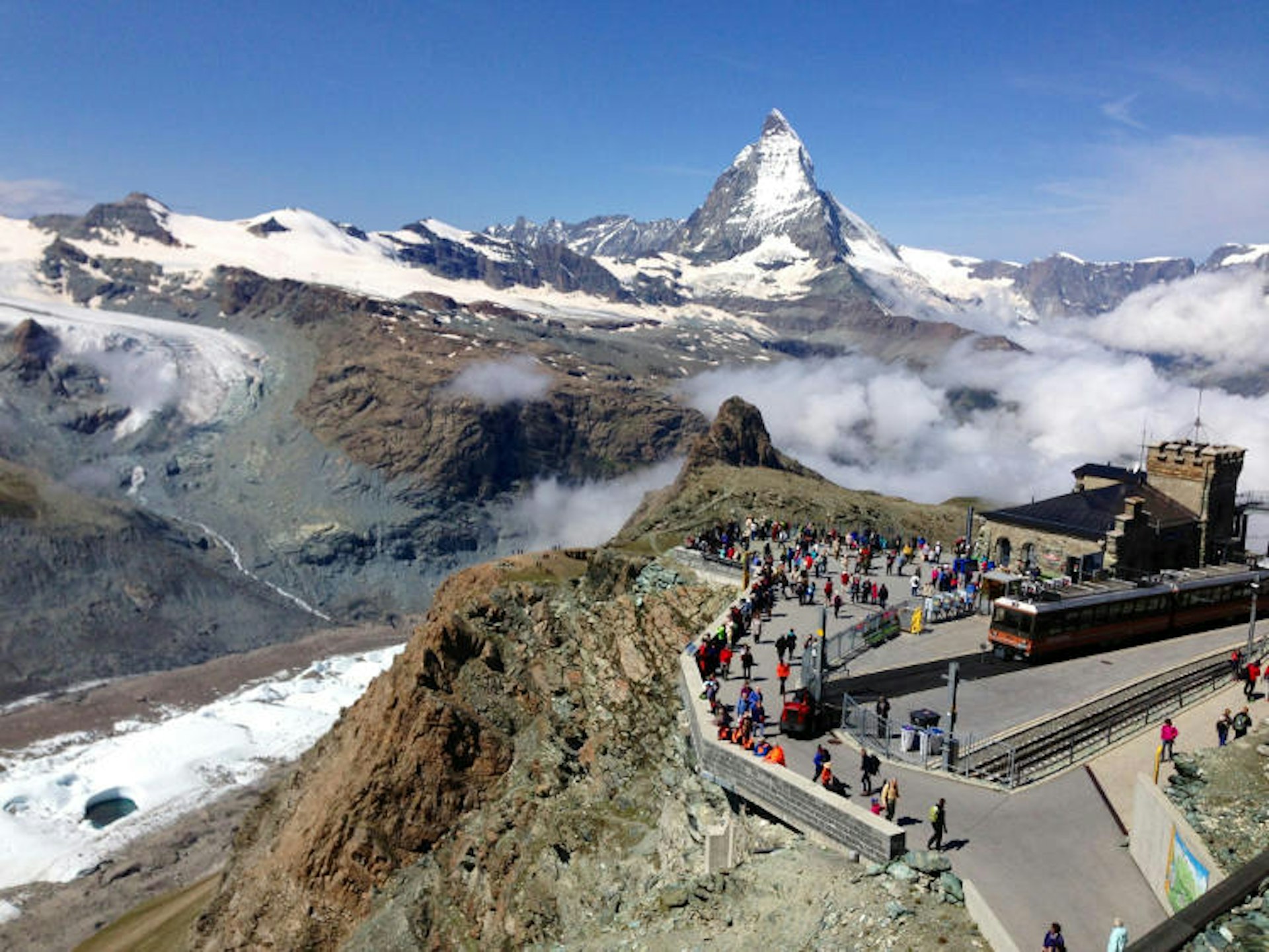 Top station of Gornergratbahn, Europe’s highest cogwheel railway.