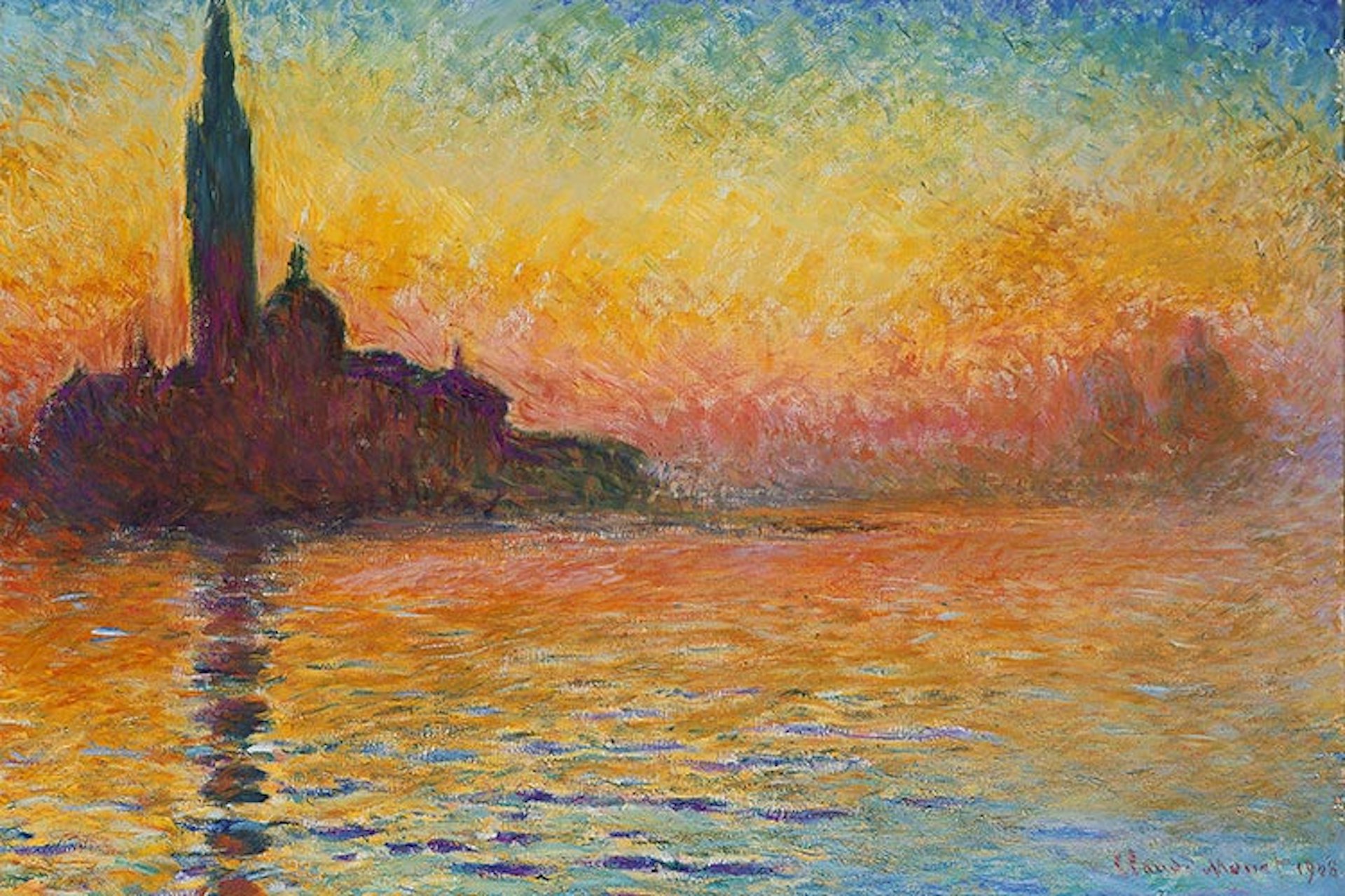 San Giorgio Maggiore by Twilight, one of Monet's many attempts to conjure up Venice. Image from Wikimedia Commons