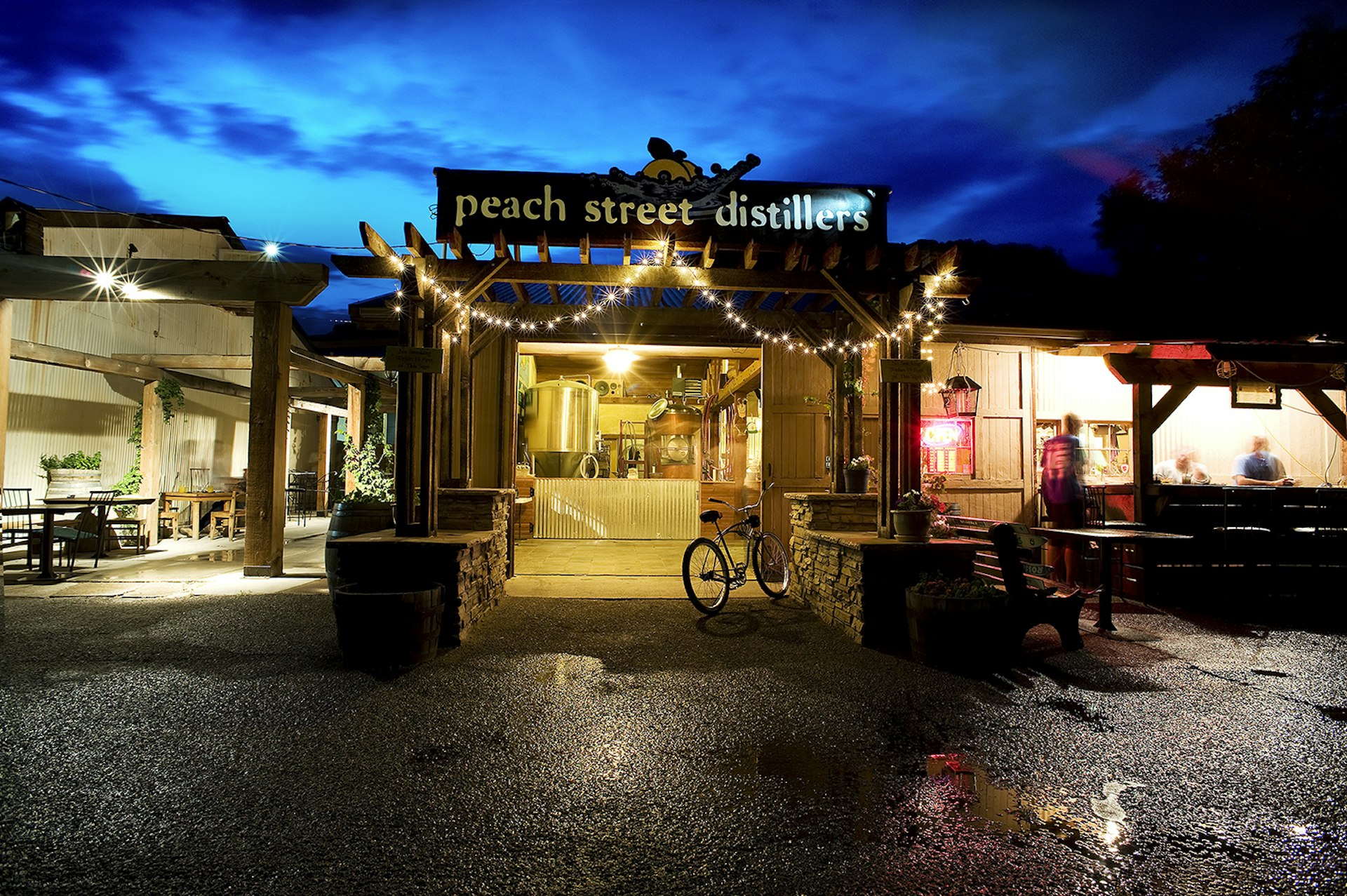 Peach Street Distillers at night. Image courtesy of Peach Street Distillers