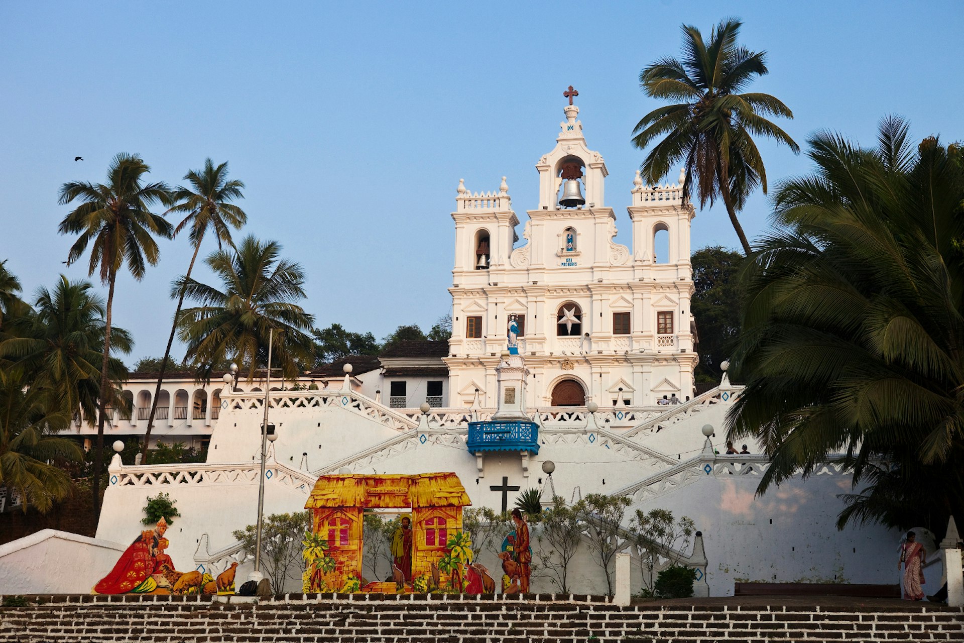 A nativity Scene outside the entrance to the Church of the Immaculate Conception in Old Goa