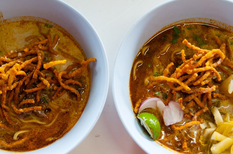 Beef kow soy at Khao Soi Samoe Jai, Chiang Mai. Image by Austin Bush