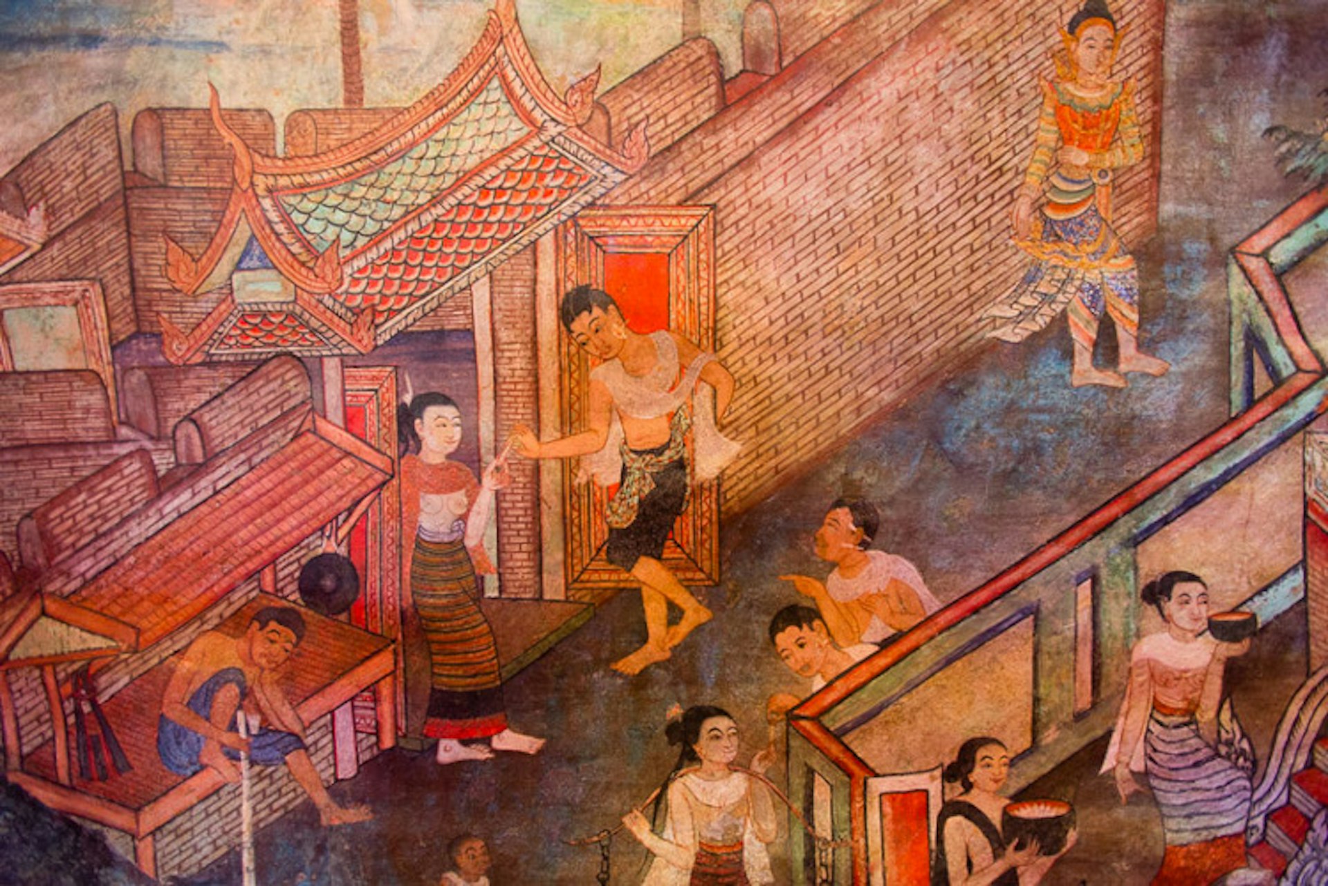 The 19th century Buddhist murals at Wat Phra Singh, Chiang Mai. Image by Austin Bush