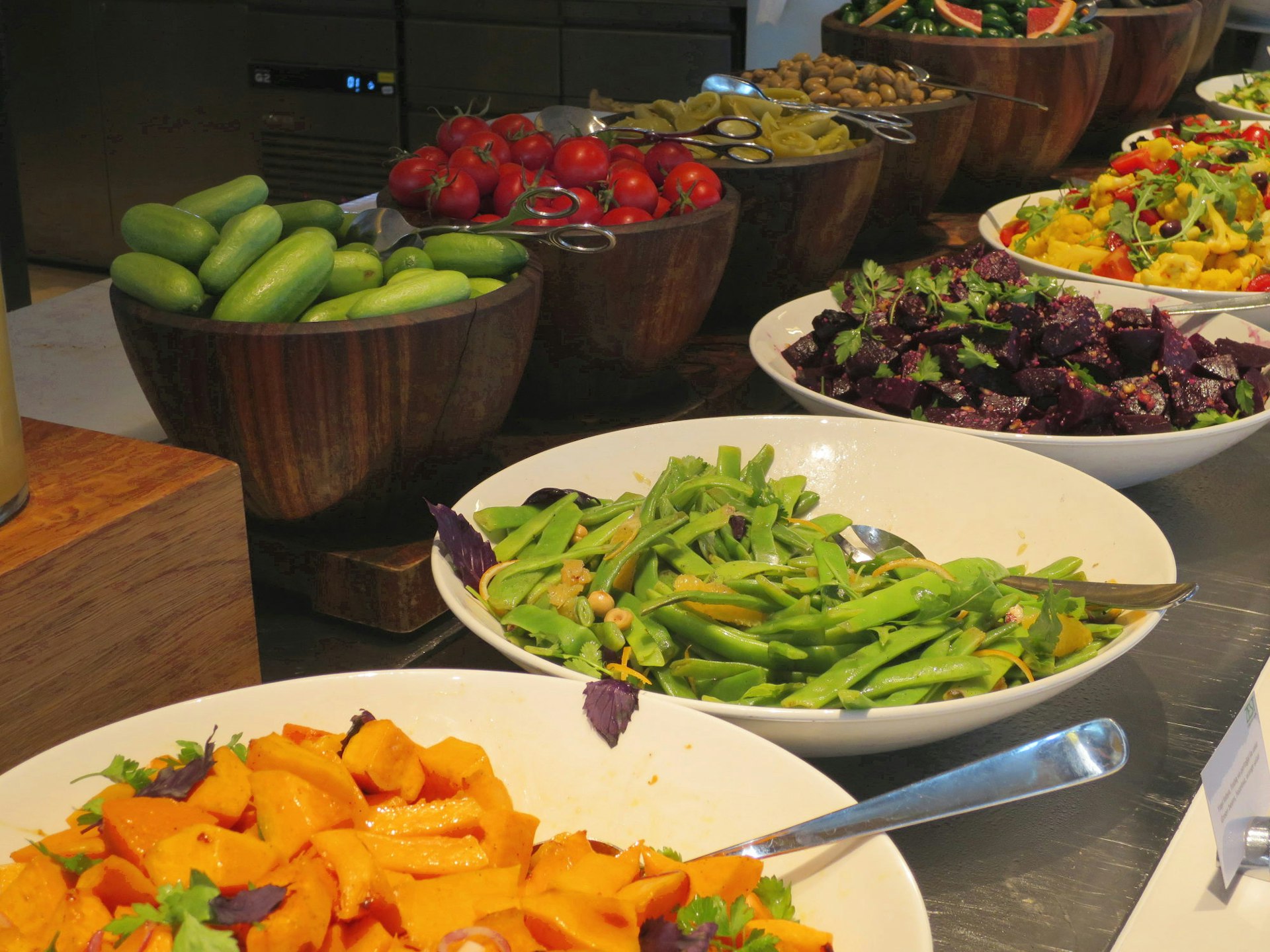 Salad buffet at Zest Lifestyle Cafe, Baku. Image by Sarah Reid / Lonely Planet
