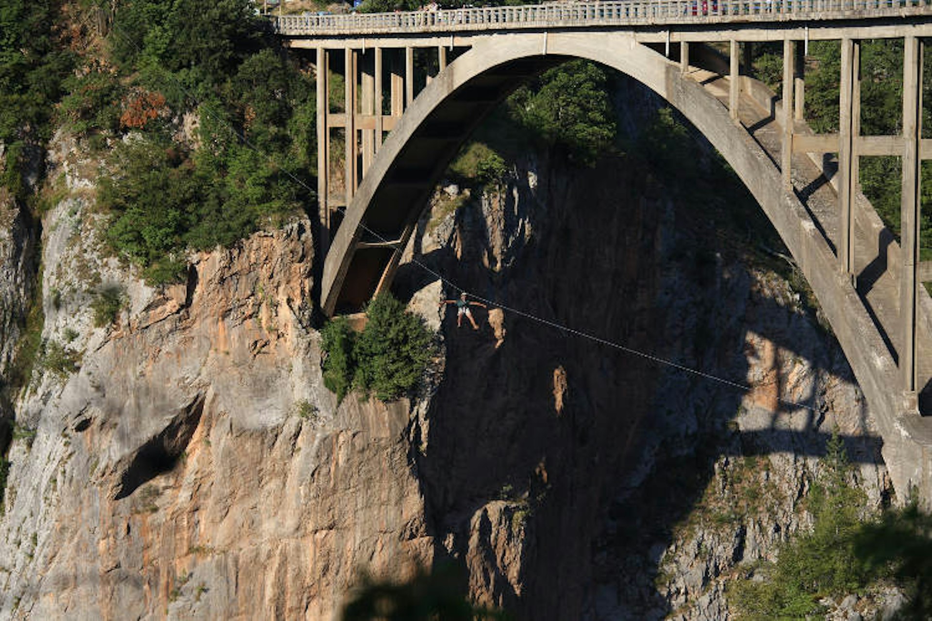 The Tara bridge zip line. Image courtesy of Montenegro National Tourist Organisation