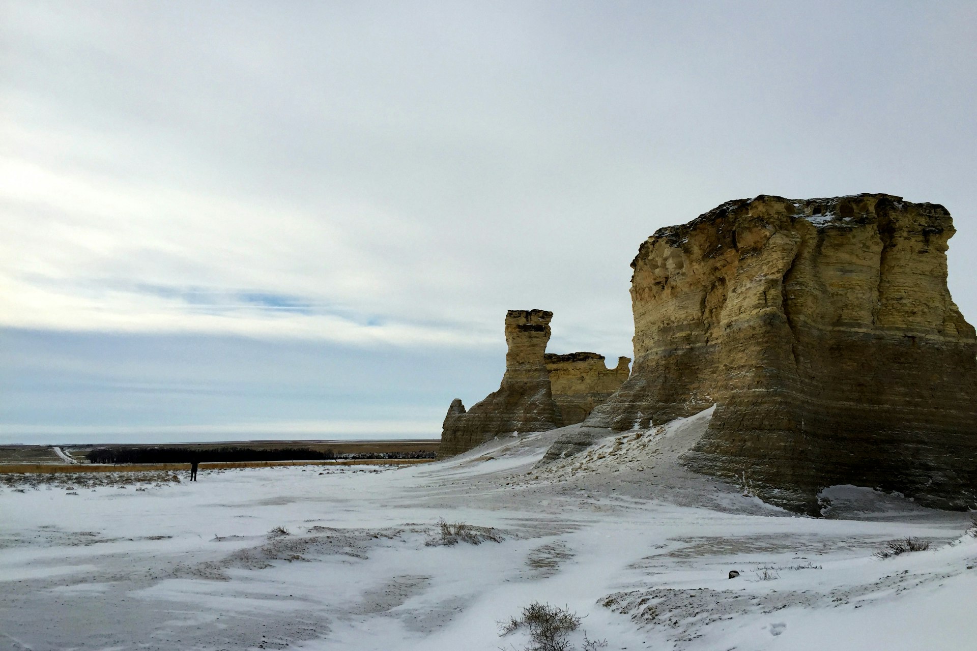 Chalk formations at Monuments Rock in western Kansas, along Interstate 70