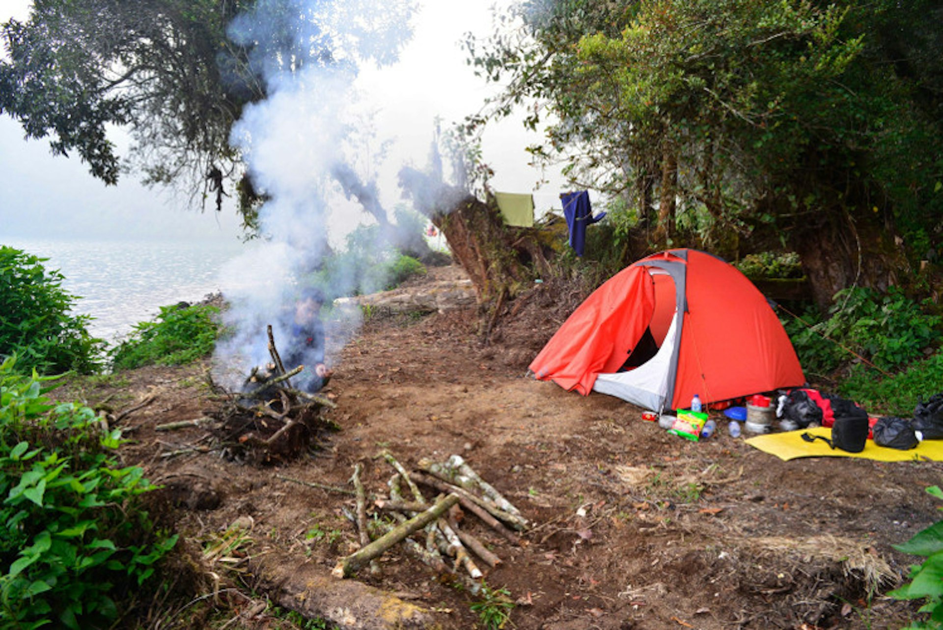 Camping near Danau Gunung Tujuh, Kerinci Seblat National Park, Sumatra. Image by Mark Eveleigh