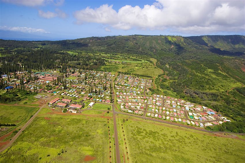 At just over 3100 residents, Lanaʻi City is the island’s most populous area.  Image by Ron Dahlquist / Perspectives / Getty
