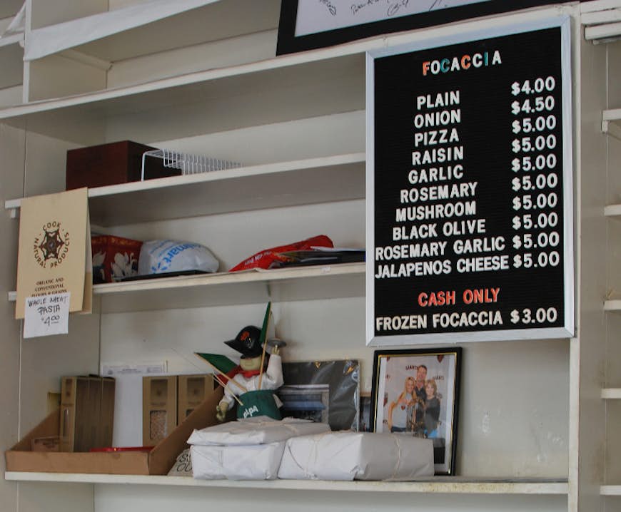 But which one to choose? The focaccia menu at Liguria Bakery. Image by Karen Neoh / CC BY 2.0