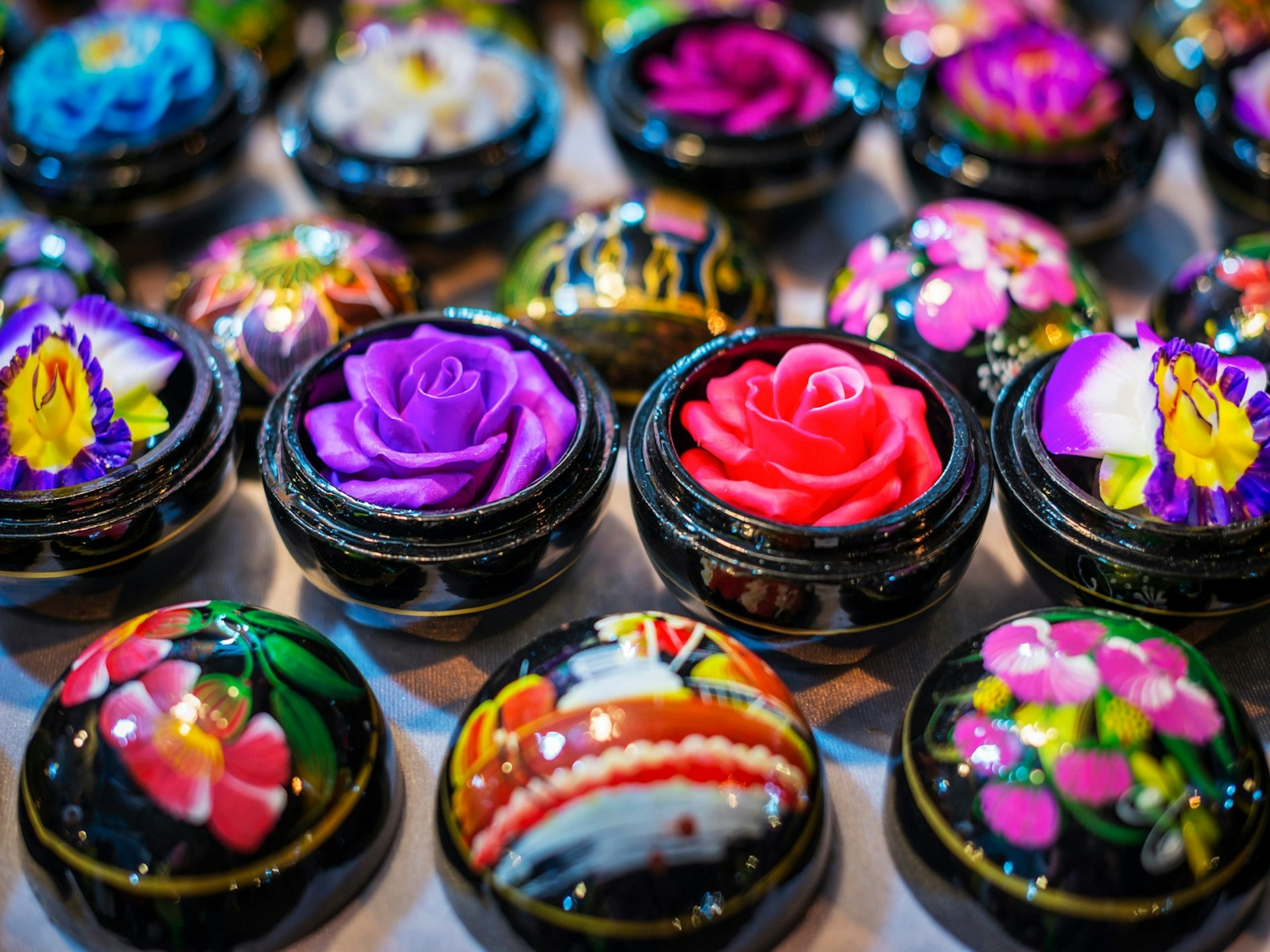Colourful soap carvings on display in Chiang Mai markets © aphotostory / Getty Images