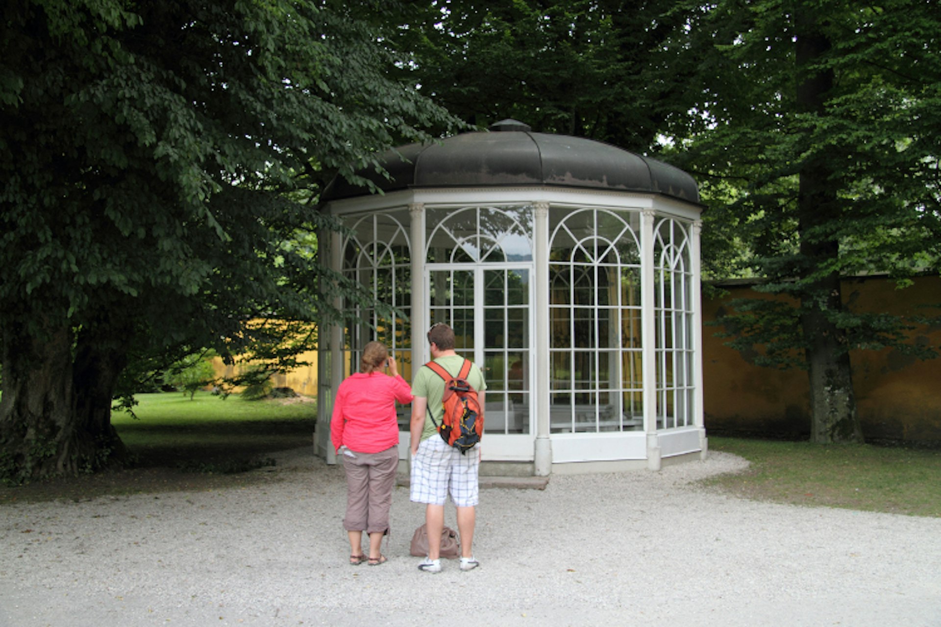 Features - Young Couple infront of the Sound of music Pavilion, Hellbrunn Palace Park