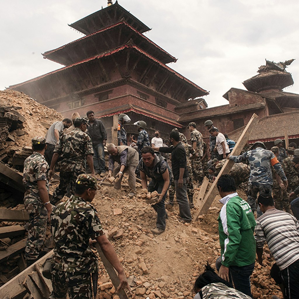 Features - Rescue workers in Kathmandu