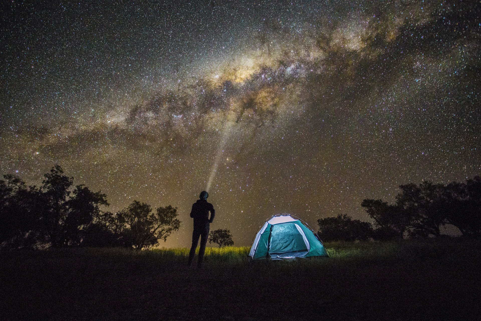 tent and milky way Australia