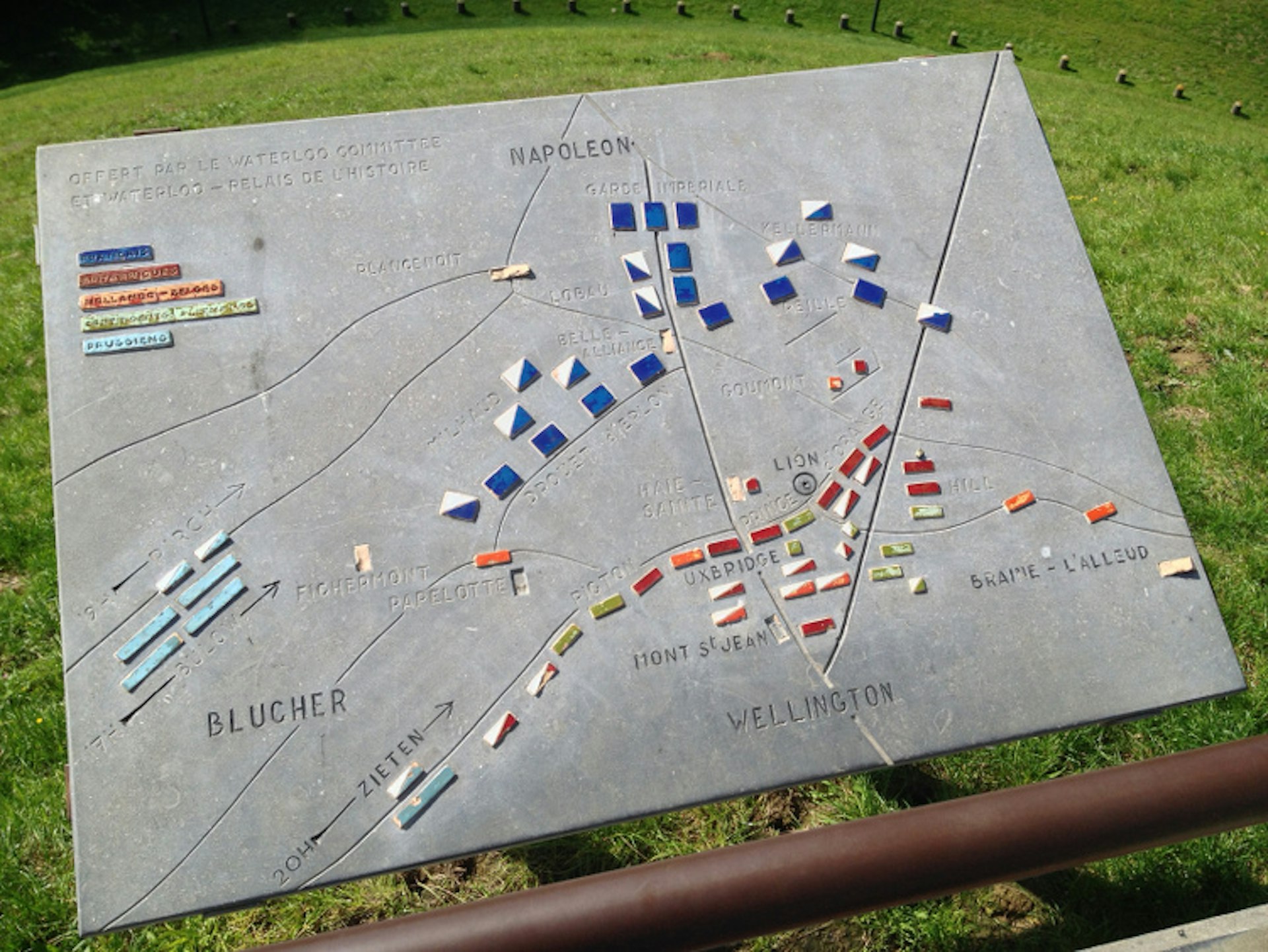 Map of the Waterloo Battlefield at the Lion Mound. Image by Tim Richards/Lonely Planet.